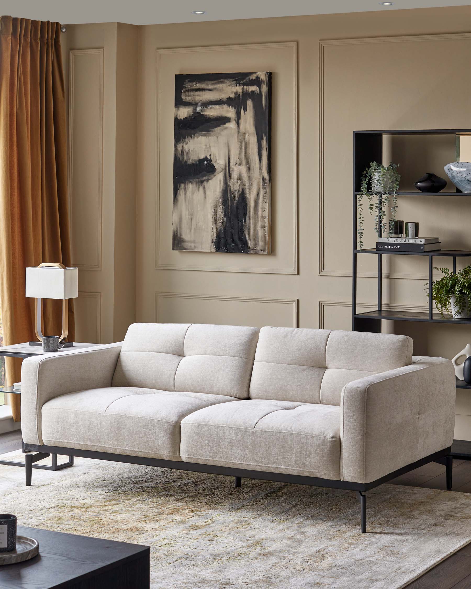 Colton ivory chenille 2 seater sofa - Image 5