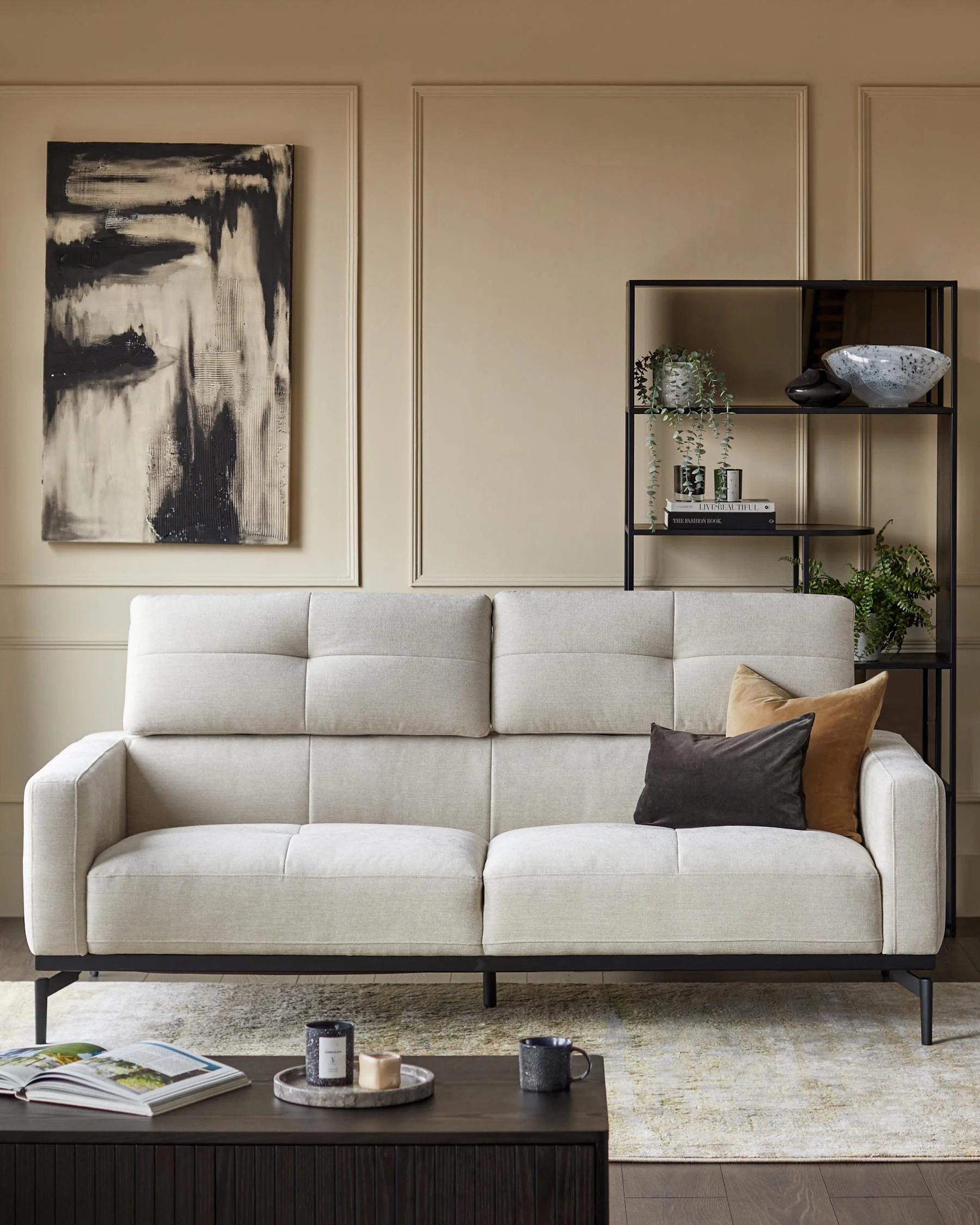 Colton ivory chenille 3 seater sofa - Image 4