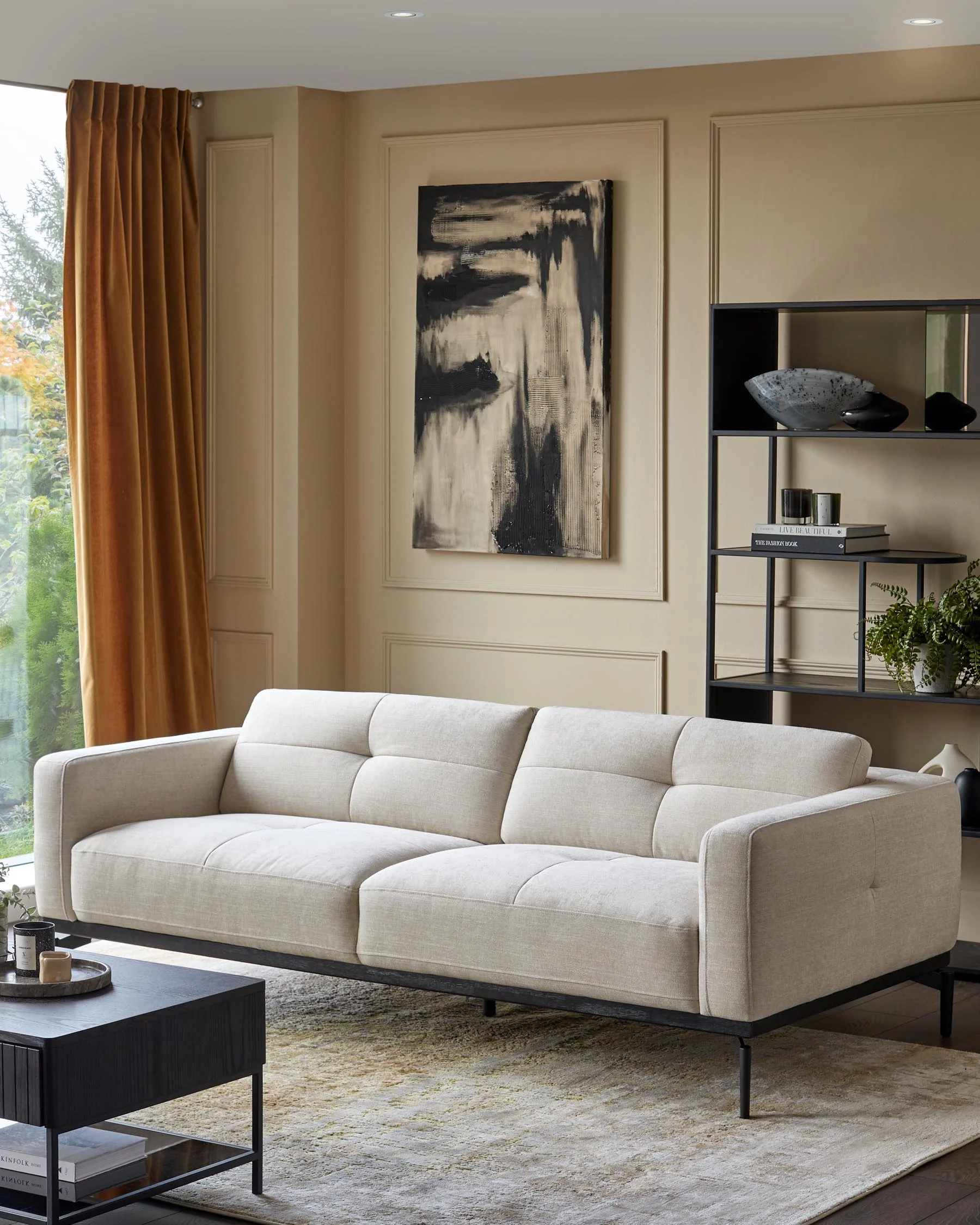 Colton ivory chenille 3 seater sofa - Image 5