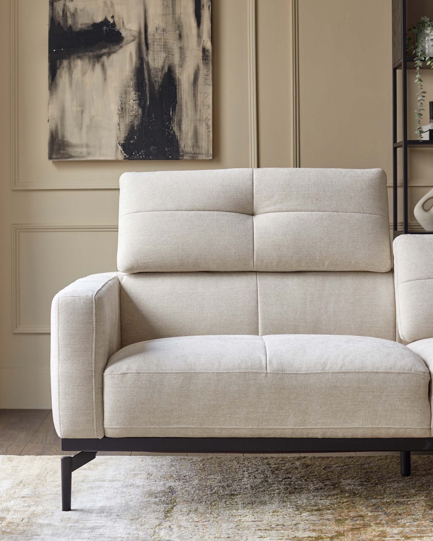 Colton ivory chenille 2 seater sofa - Image 6