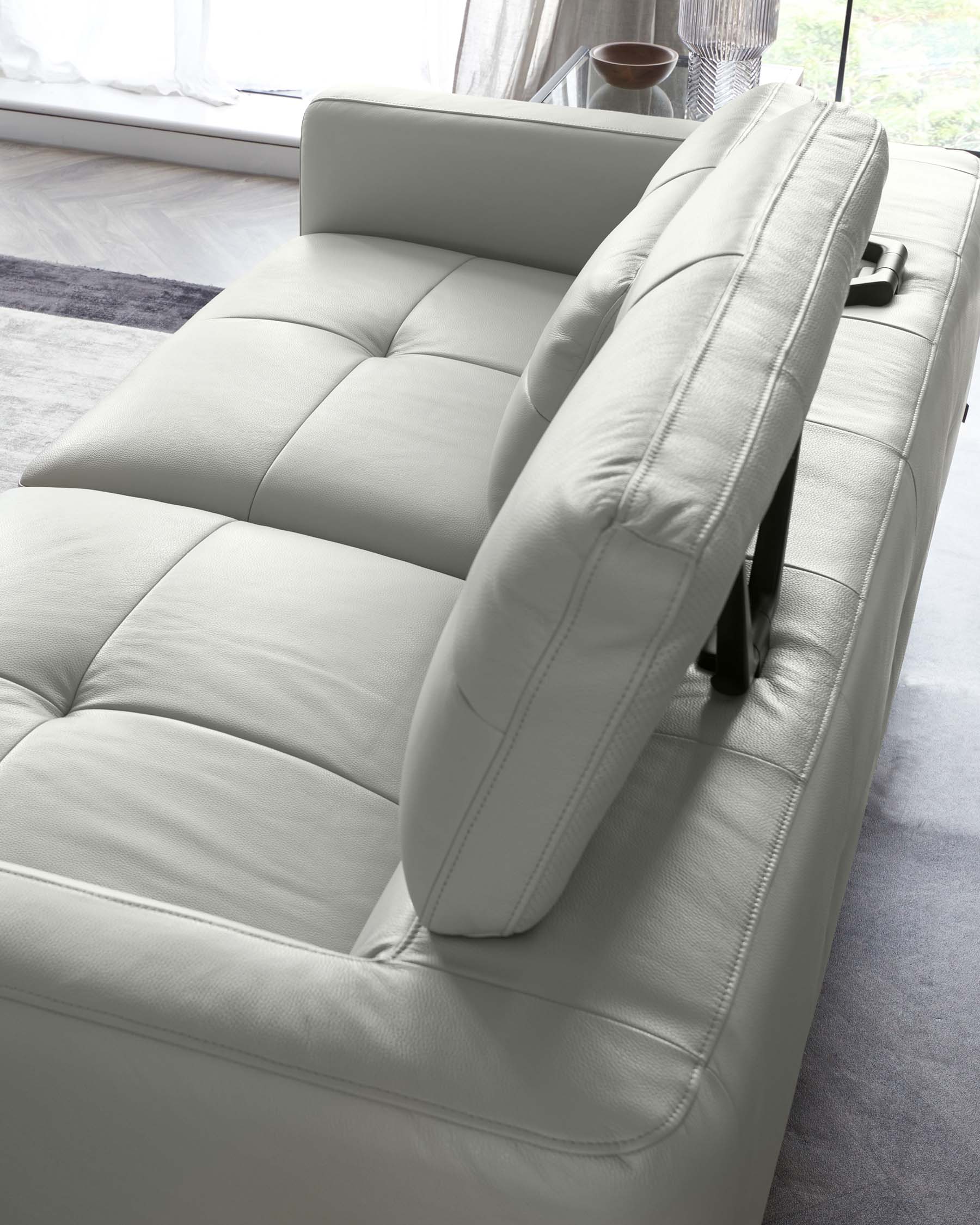 Colton Natural Grey Leather 2 Seater Sofa - Image 8