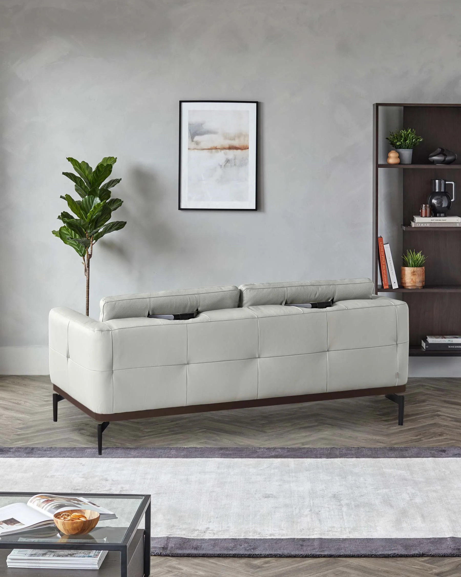 Colton Natural Grey Leather 2 Seater Sofa - Image 9