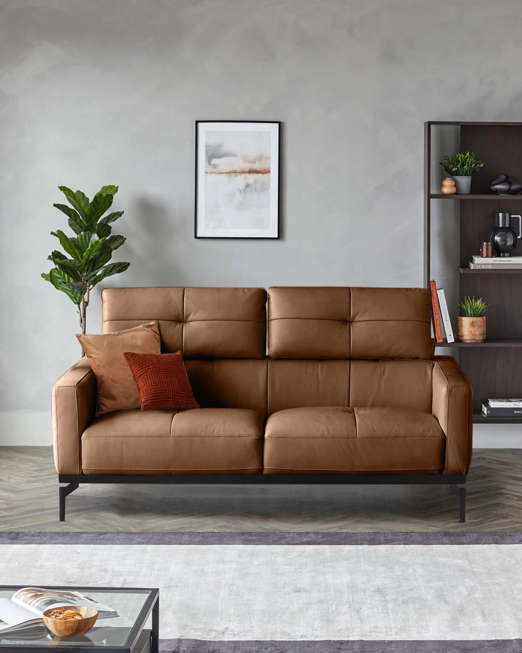 Colton tan leather 2 seater sofa - Image 3
