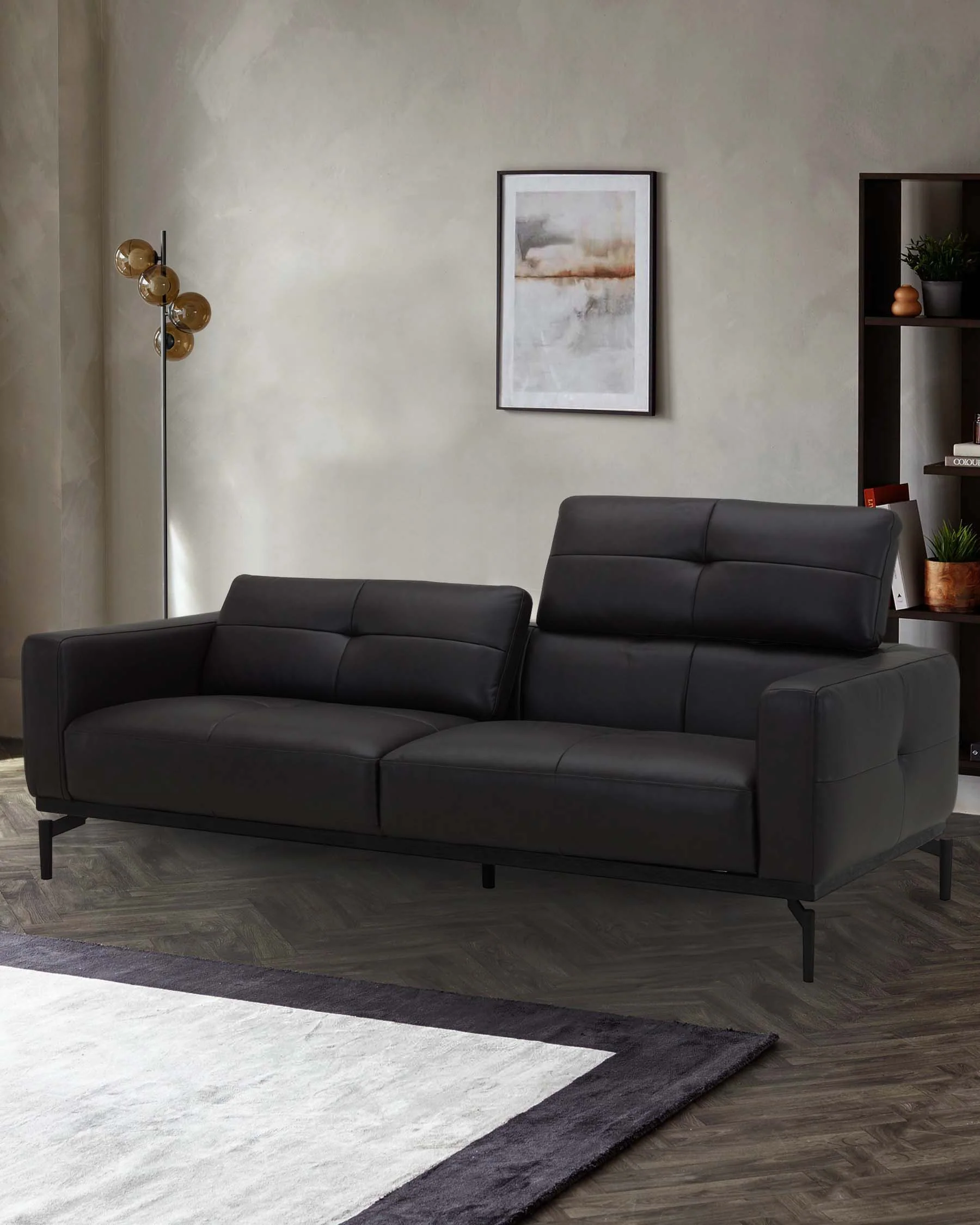 Colton black leather 3 seater sofa - Image 3