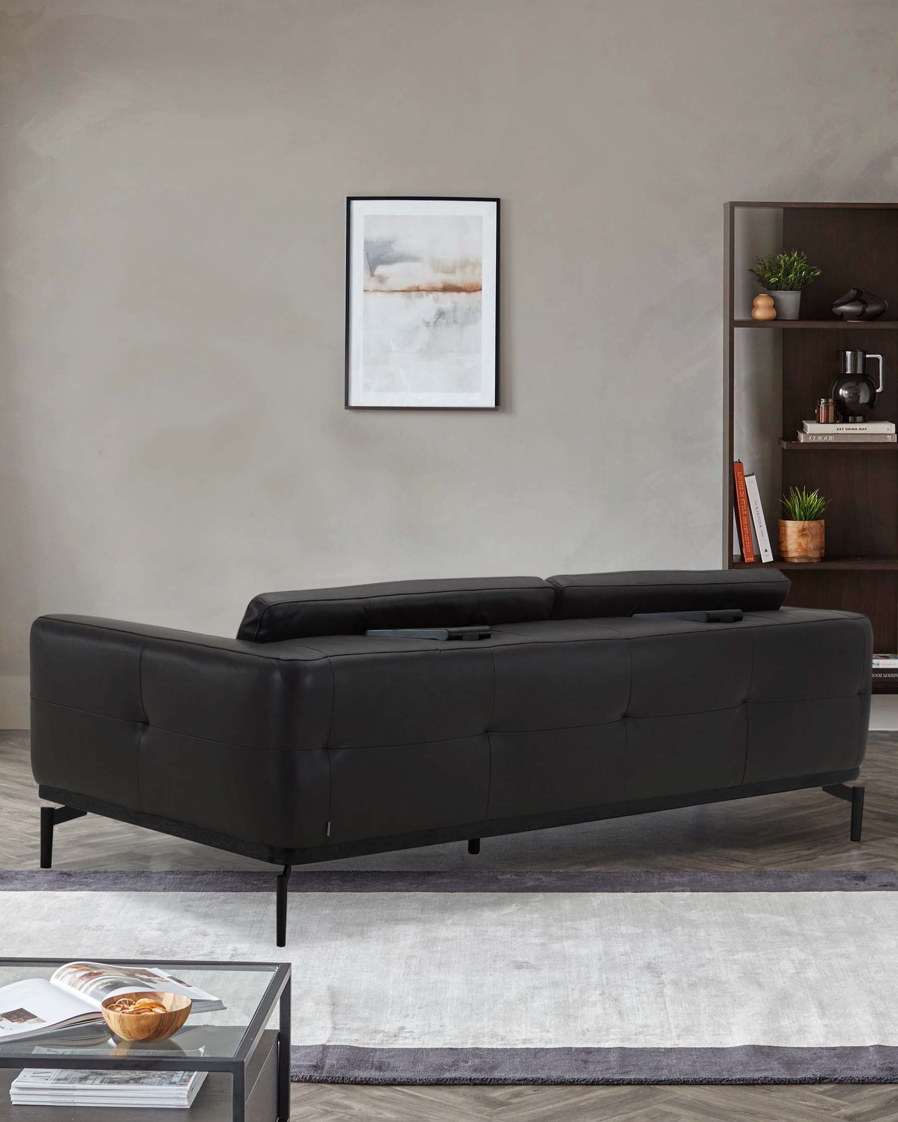 Colton black leather 3 seater sofa - Image 5
