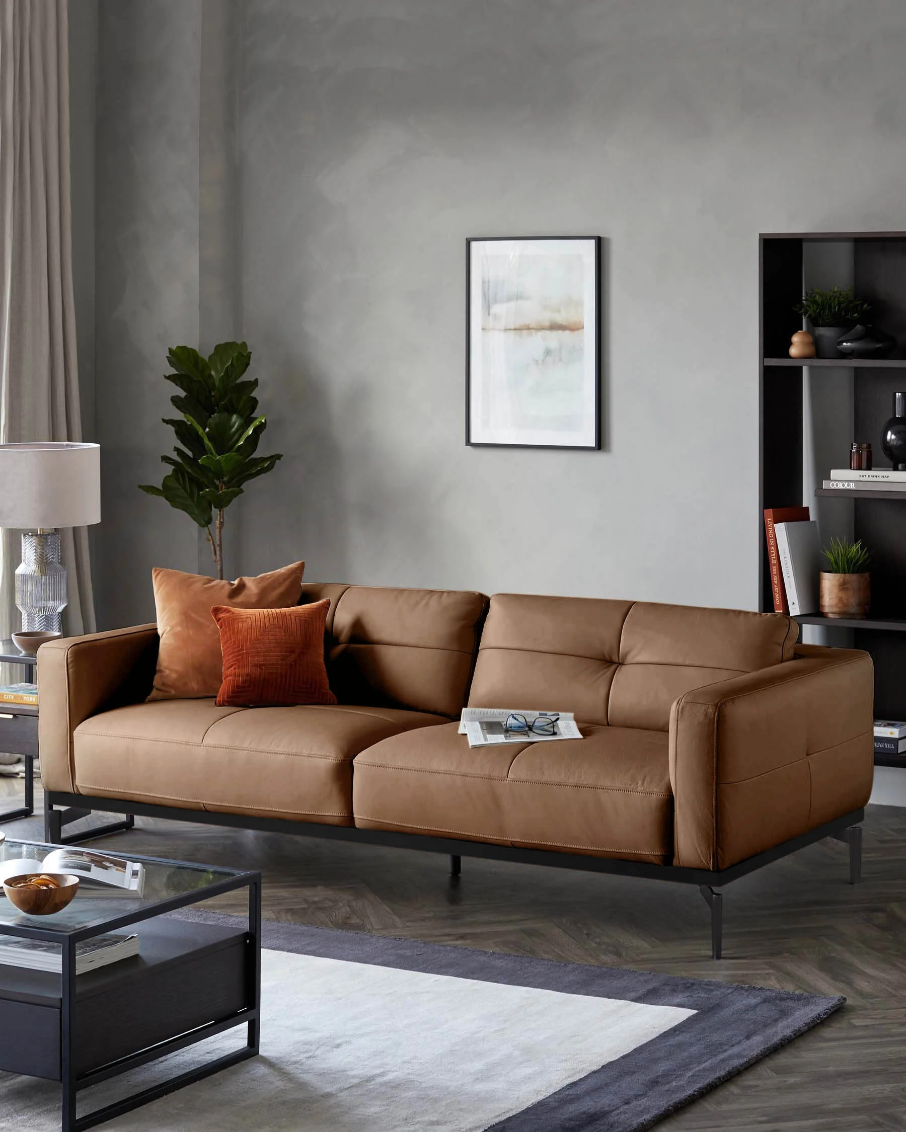 Colton tan leather 3 seater sofa - Image 2