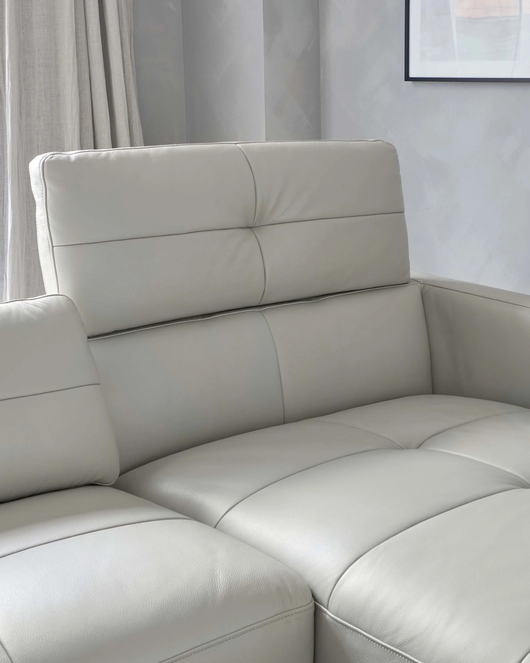 Colton Natural Grey Leather Left Hand Corner Chaise Sofa - Image 5