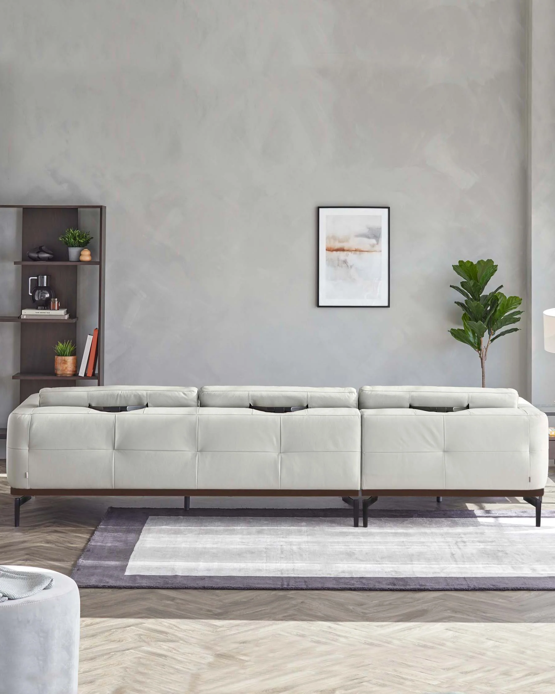 Colton Natural Grey Leather Left Hand Corner Chaise Sofa - Image 9