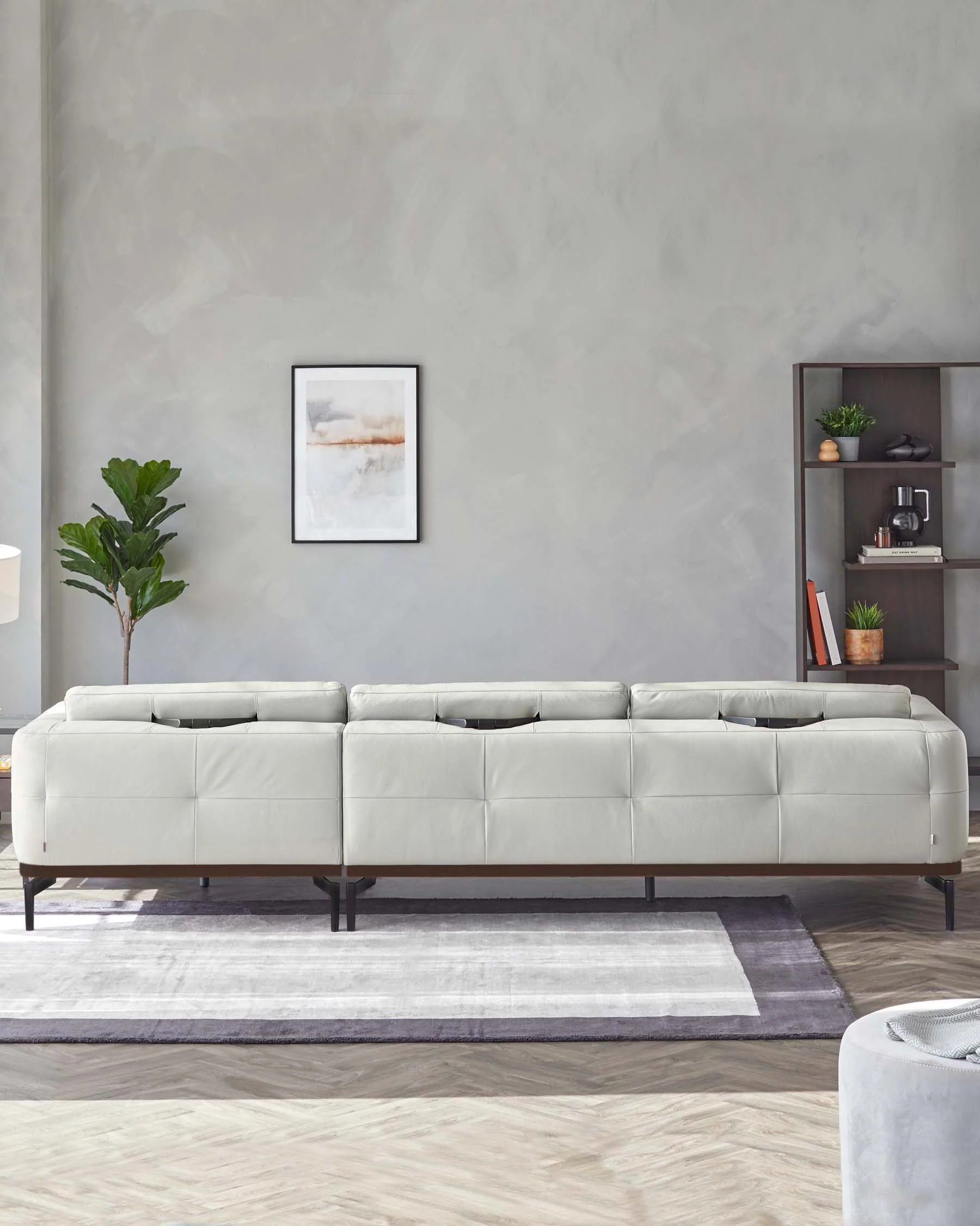Colton Natural Grey Leather Right Hand Corner Chaise Sofa - Image 9