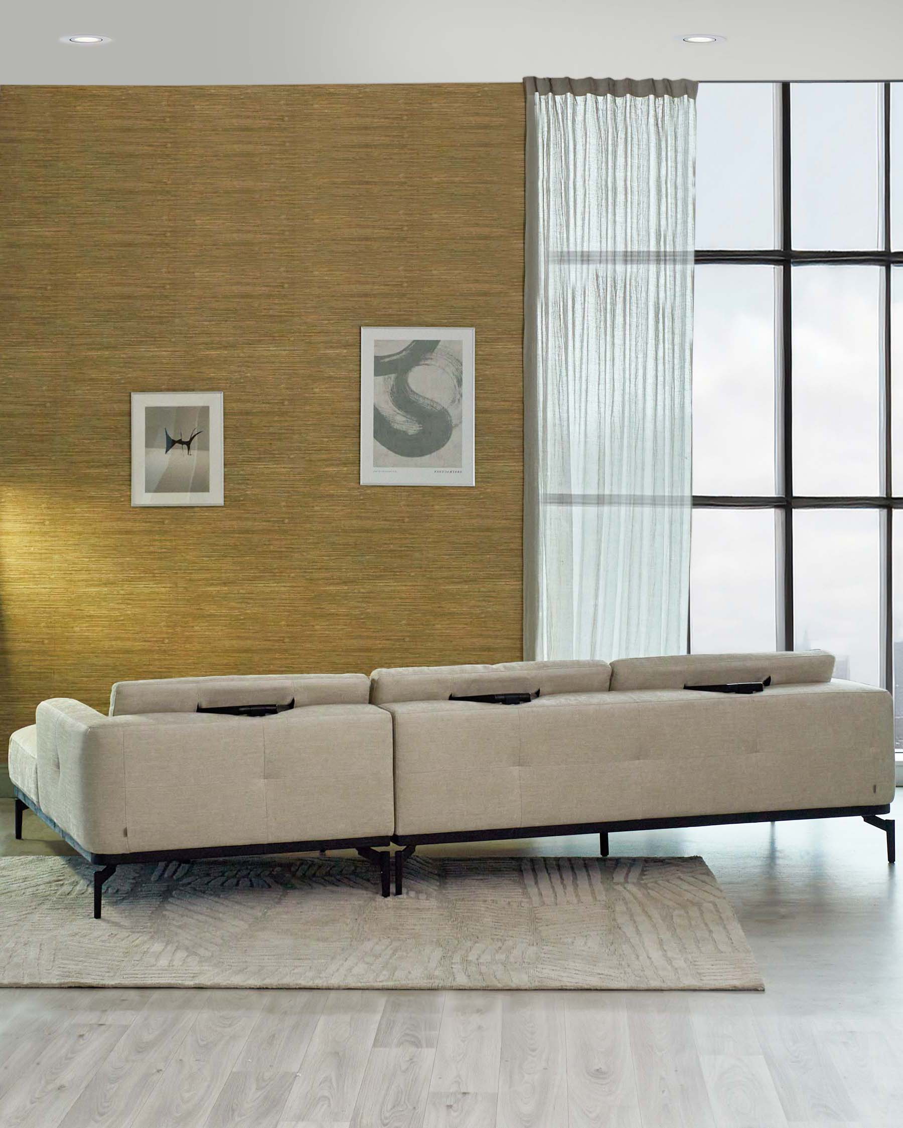 Colton Right Hand Corner Chaise Ivory Woven Chenille - Image 5