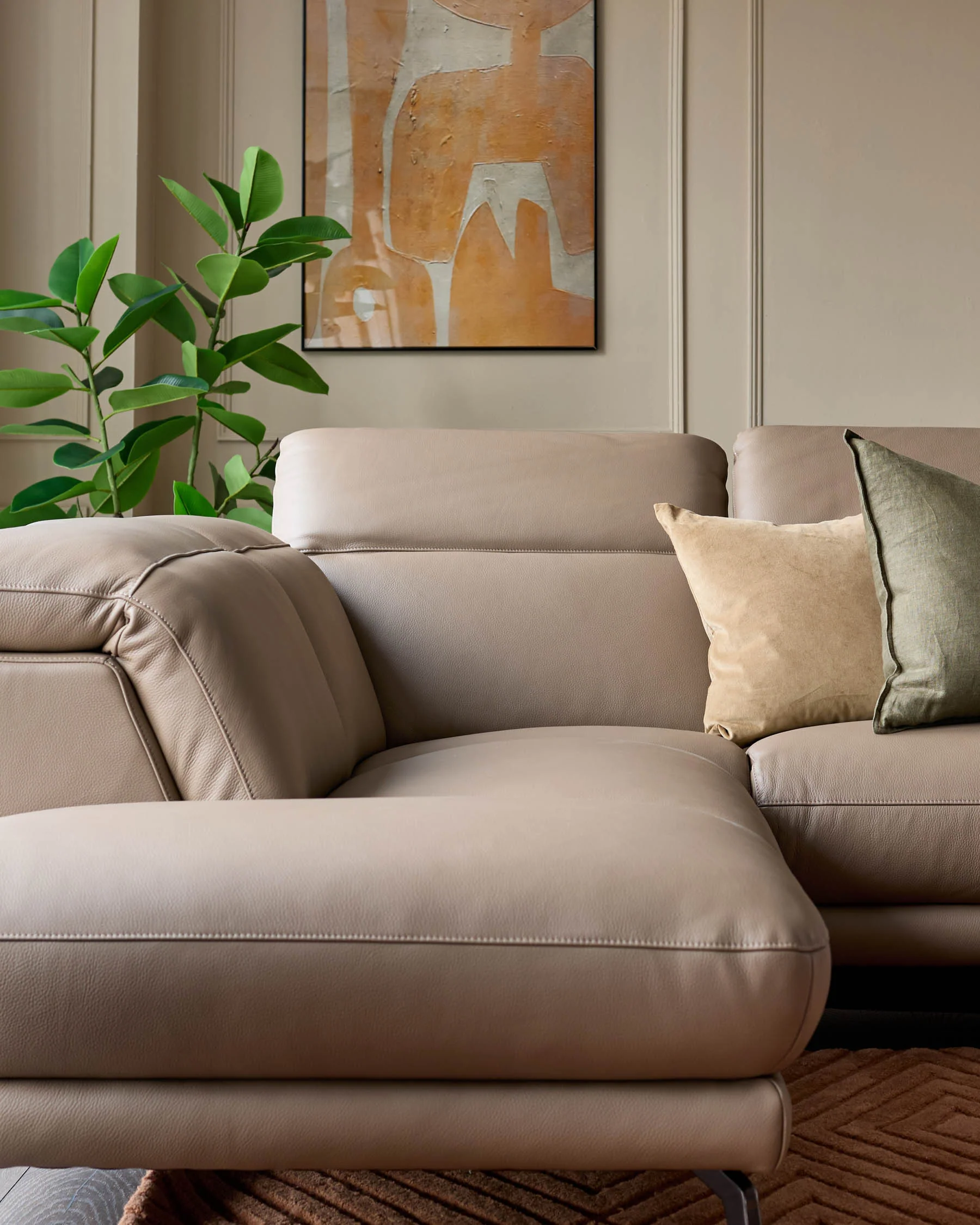 Connor natural leather recliner left hand corner chaise sofa - Image 10