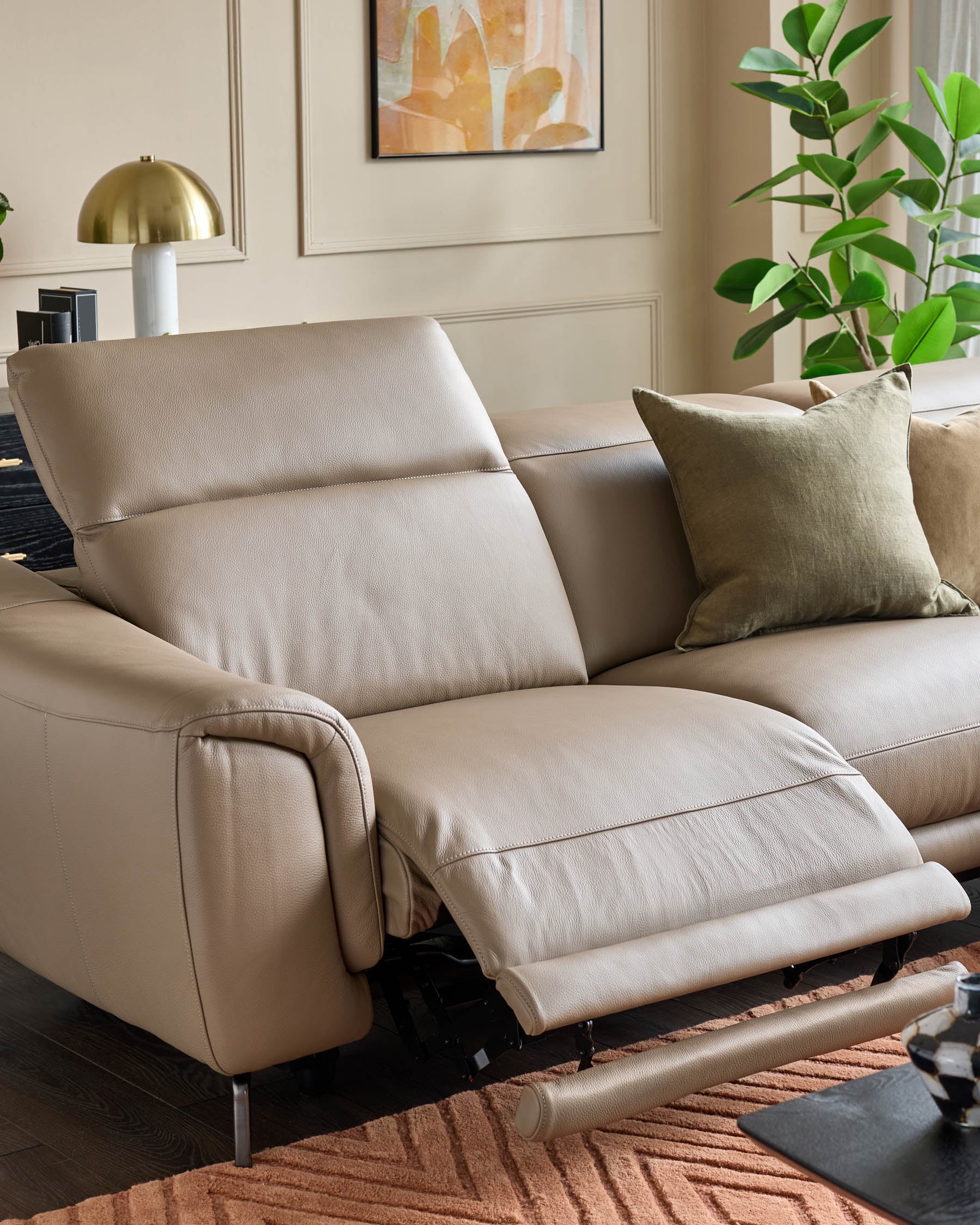 Connor natural leather recliner right hand corner chaise sofa - Image 4