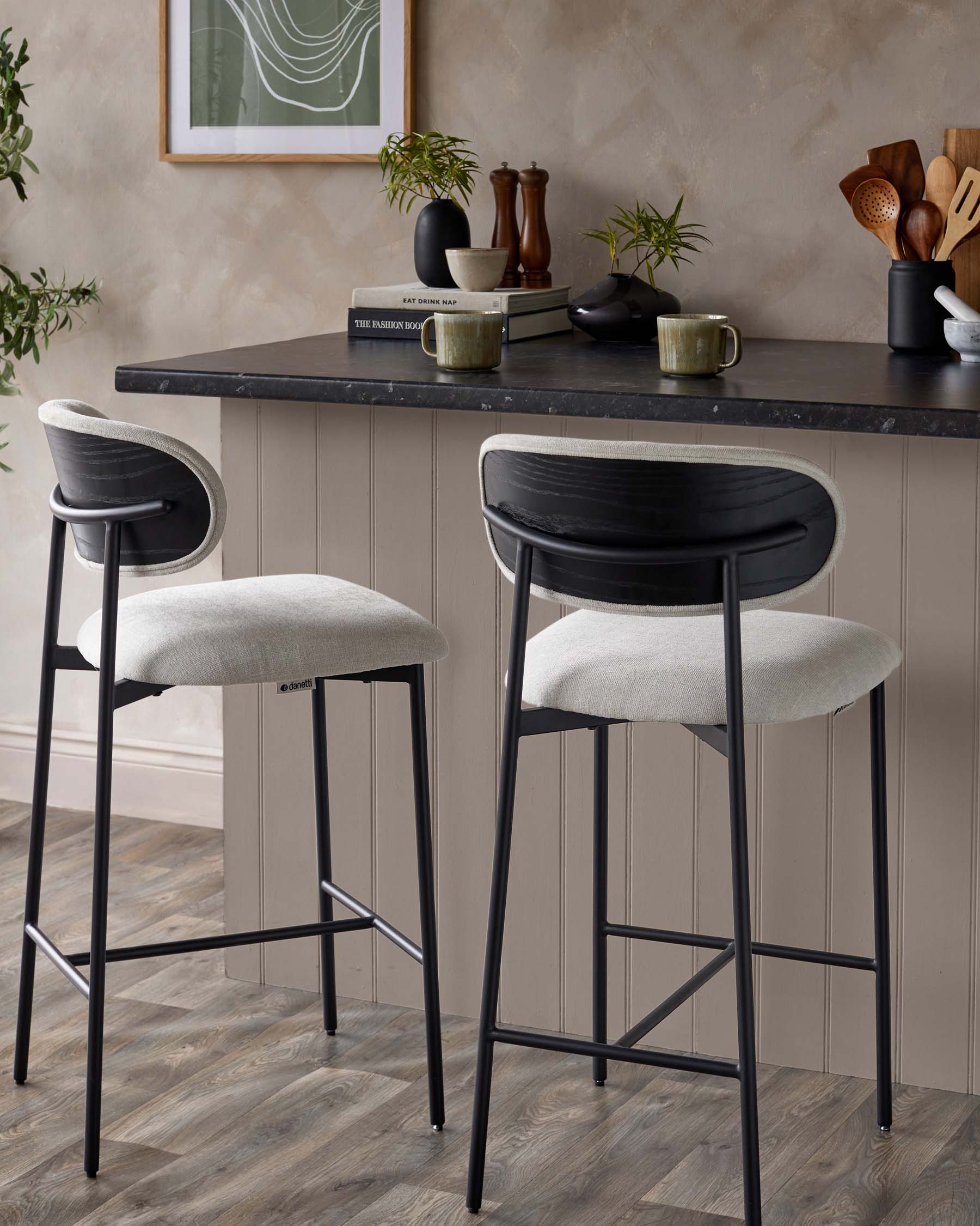 Cree cream fabric barstool - Image 2