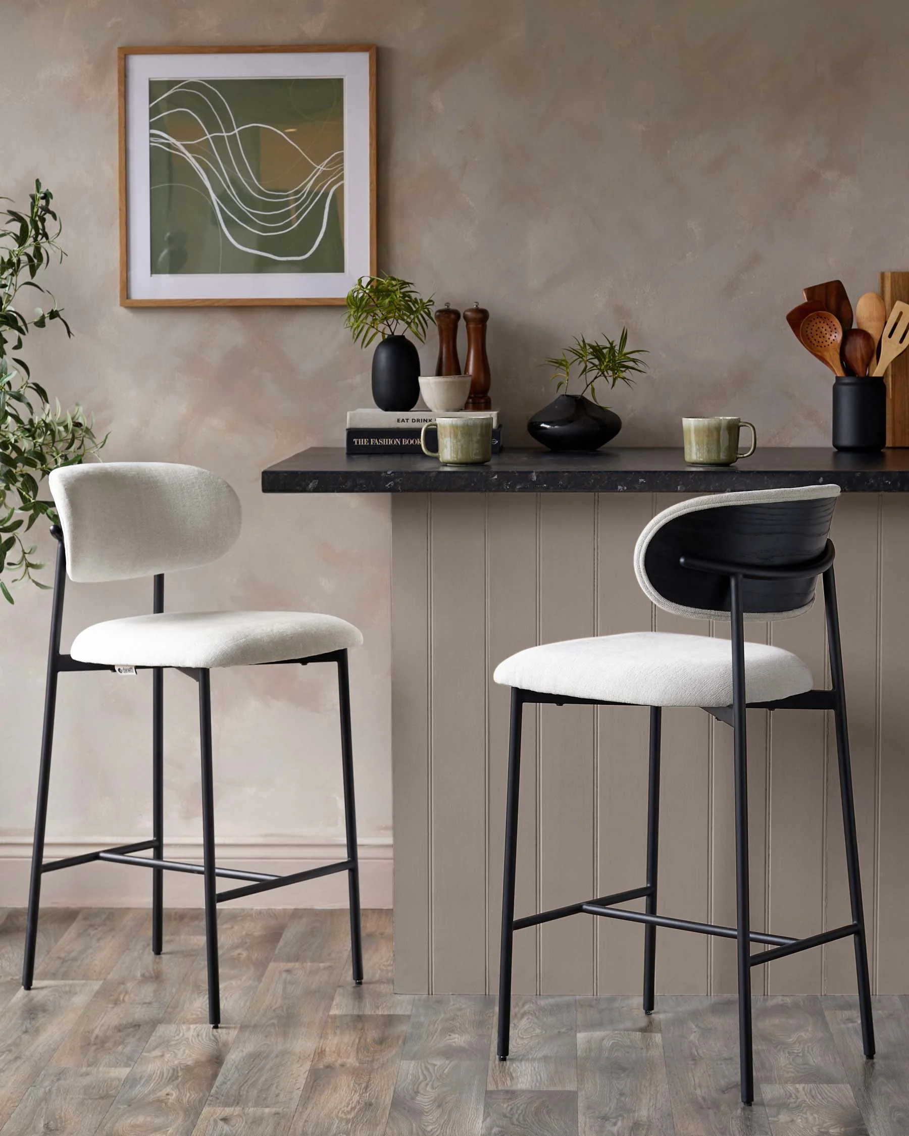 Cree cream fabric barstool - Image 5