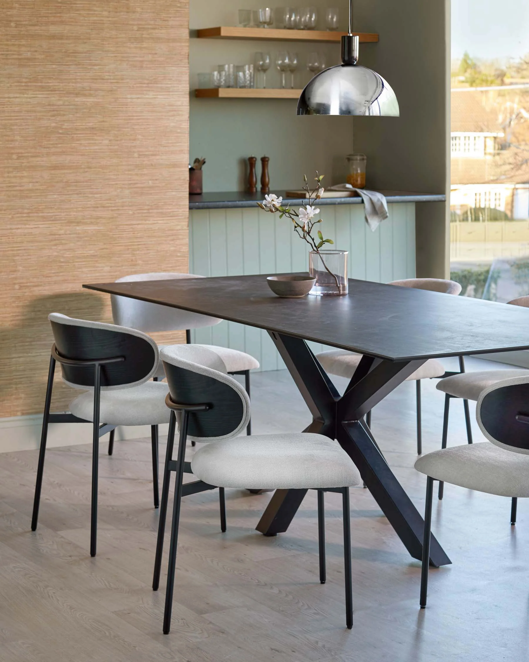 Cree cream chenille dining chair - Image 6