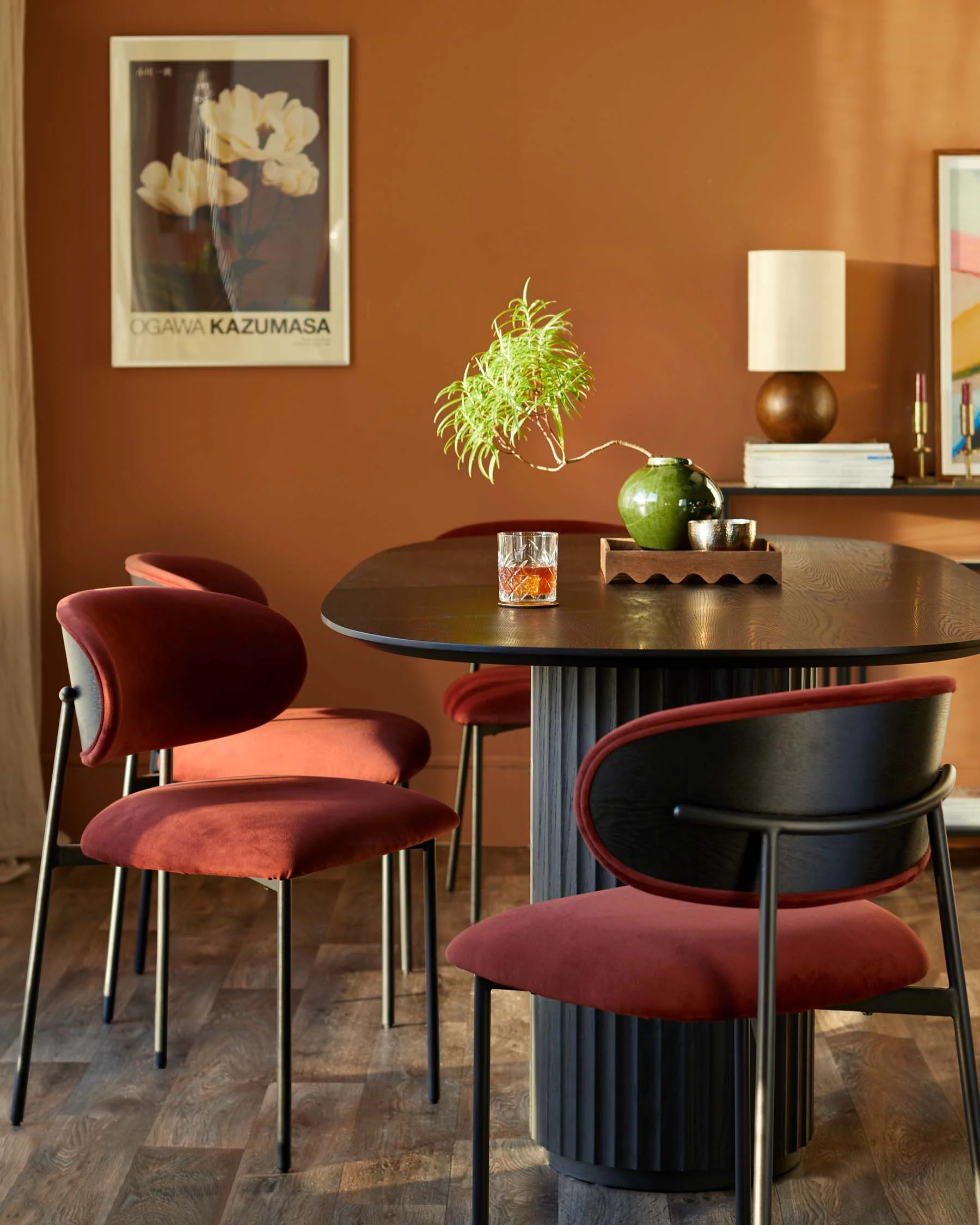 Cree toffee red velvet dining chair - Image 2
