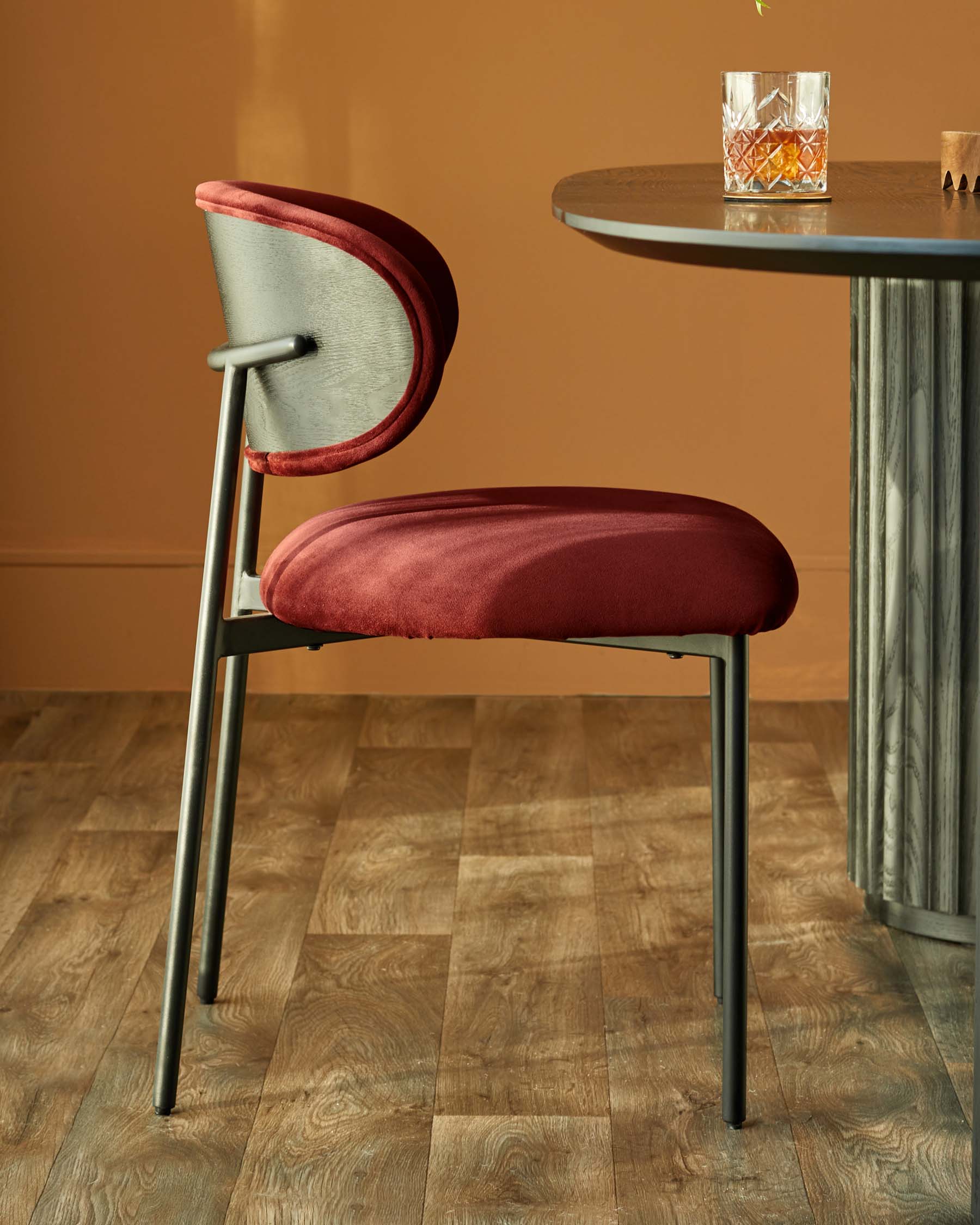Cree toffee red velvet dining chair - Image 3