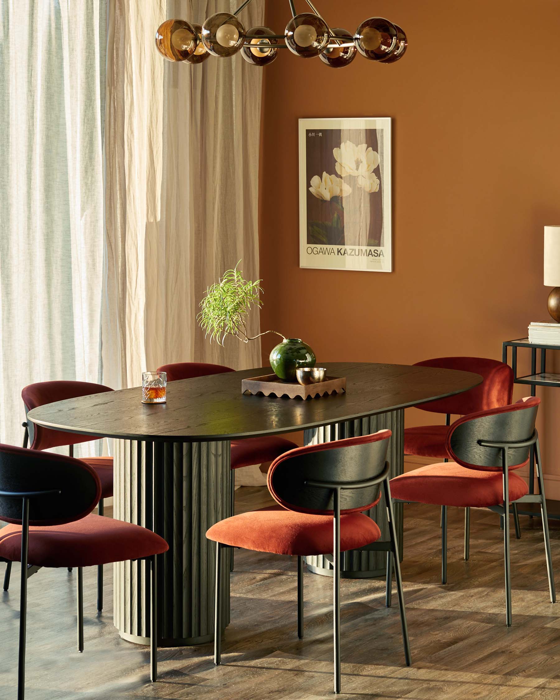 Cree toffee red velvet dining chair - Image 4