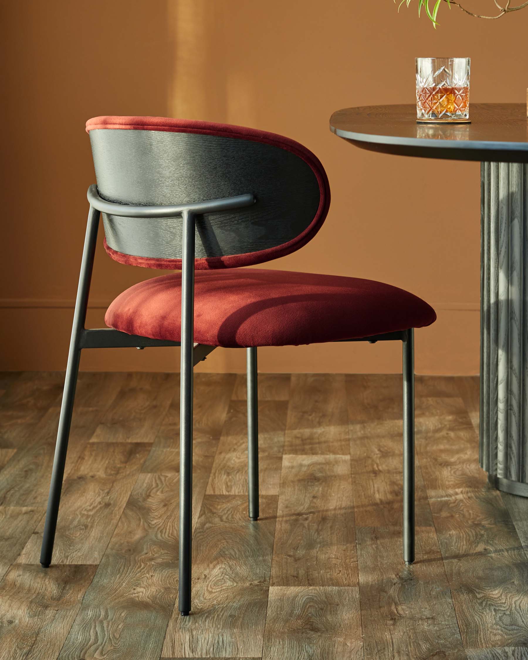 Cree toffee red velvet dining chair - Image 6