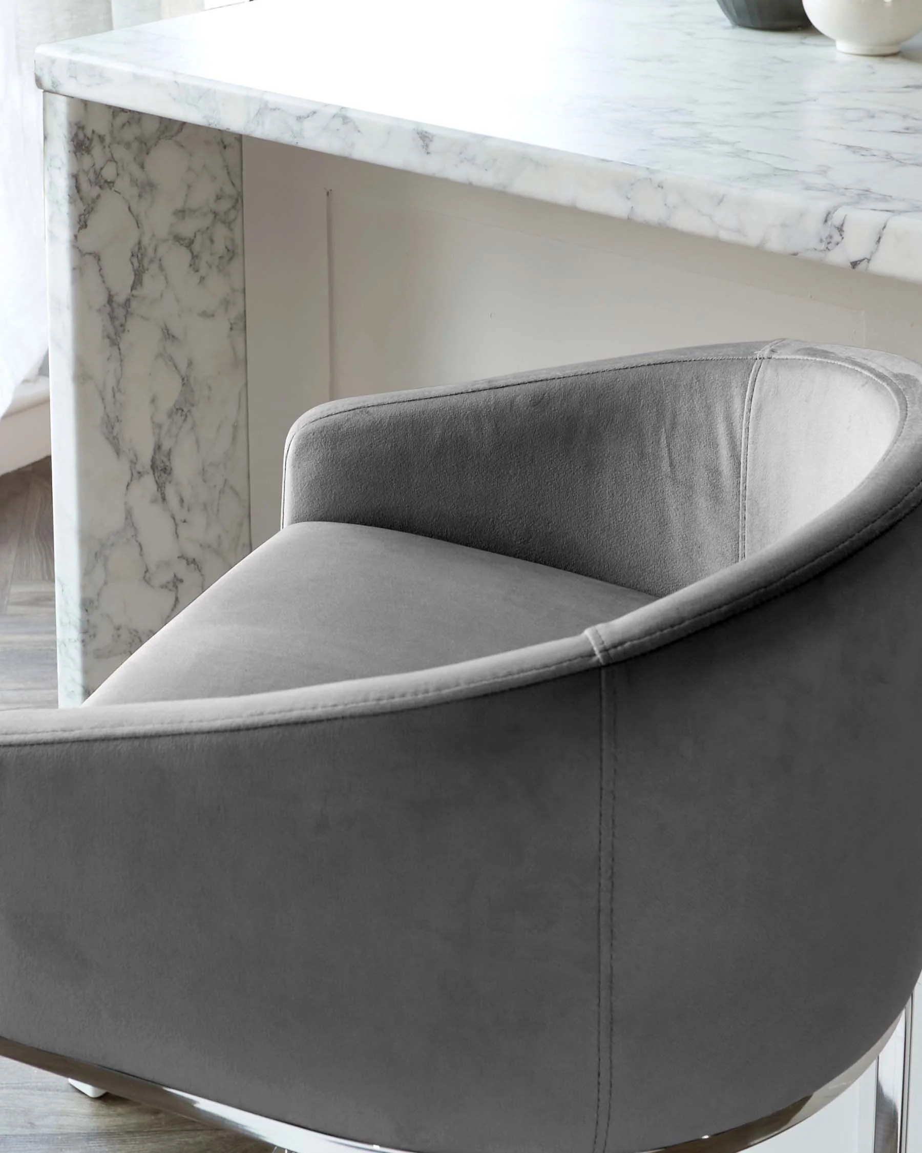 Dakota Dark Grey Velvet and Stainless Steel Bar Stool - Image 4