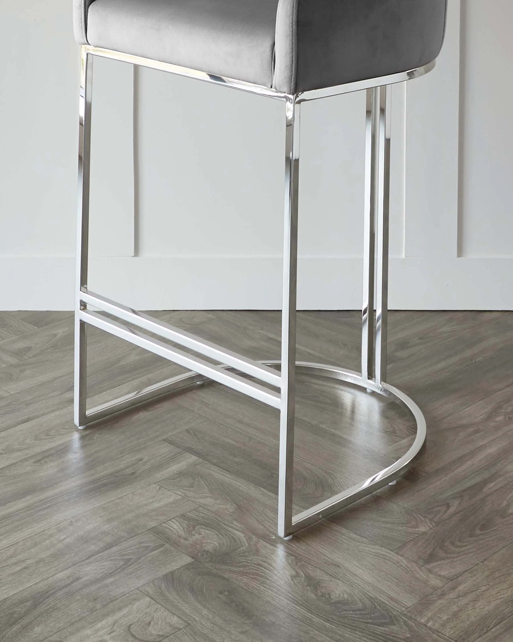 Dakota Dark Grey Velvet and Stainless Steel Bar Stool - Image 6
