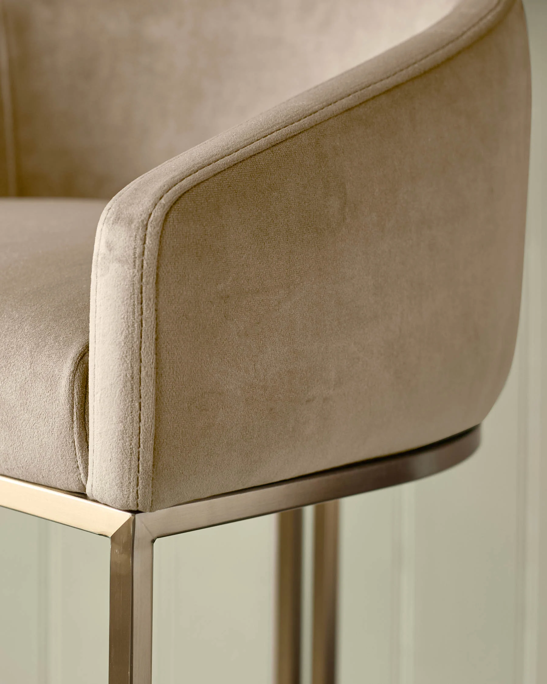 Dakota Champagne Velvet & Brass Bar stool - Image 5