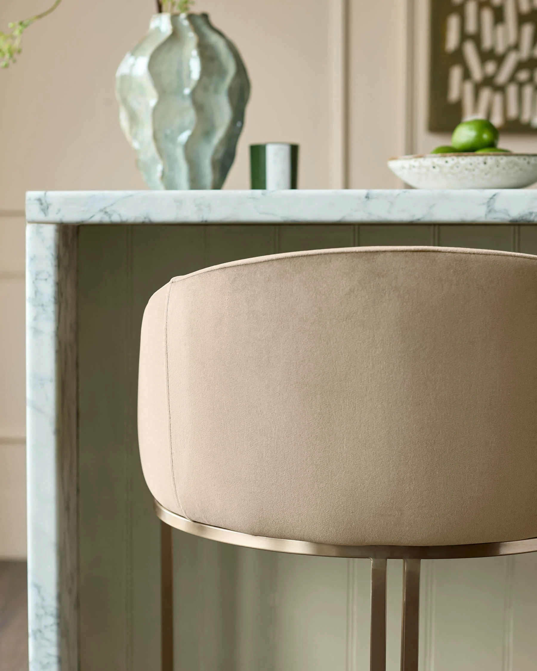 Dakota Champagne Velvet & Brass Bar stool - Image 9