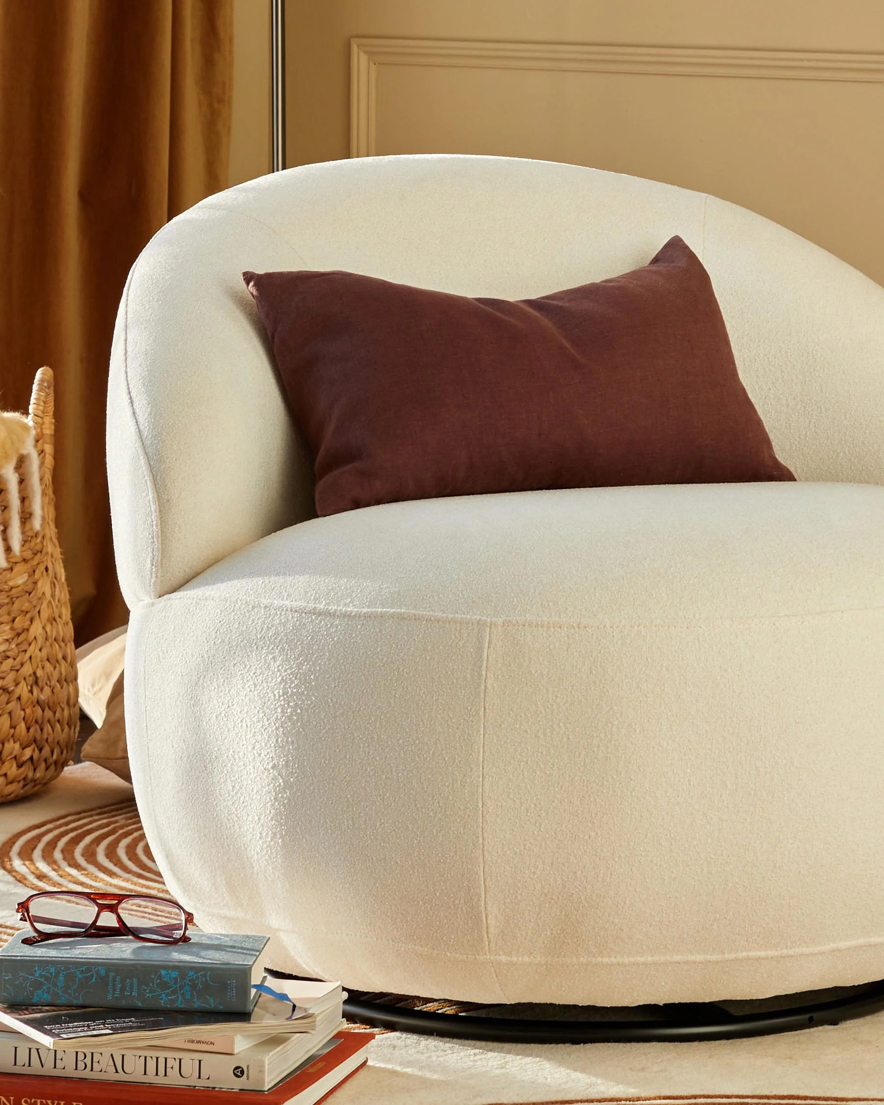 Daphne Ivory Boucle Swivel Accent Chair - Image 3