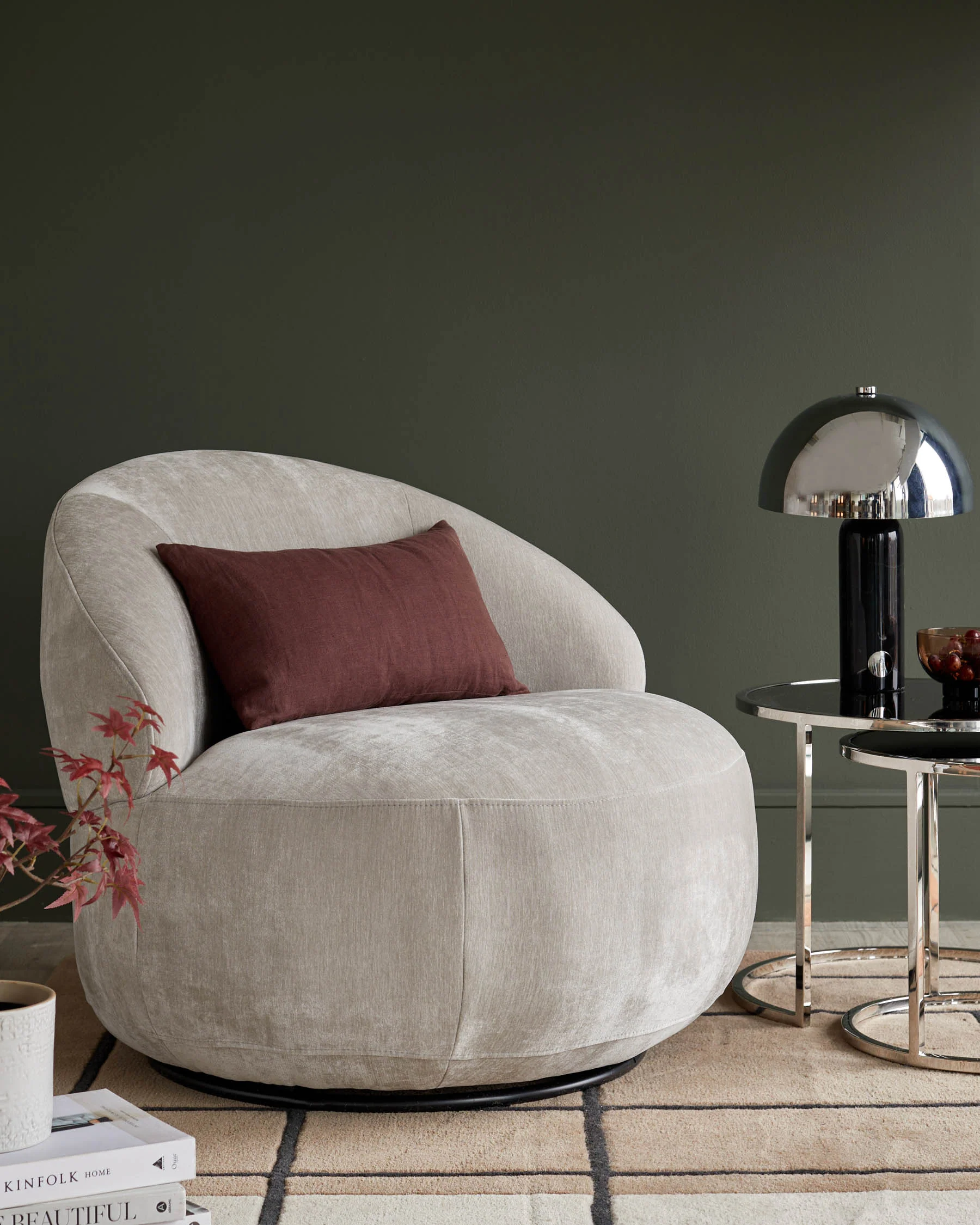 Daphne Light Grey Fabric Swivel Accent Chair - Image 2