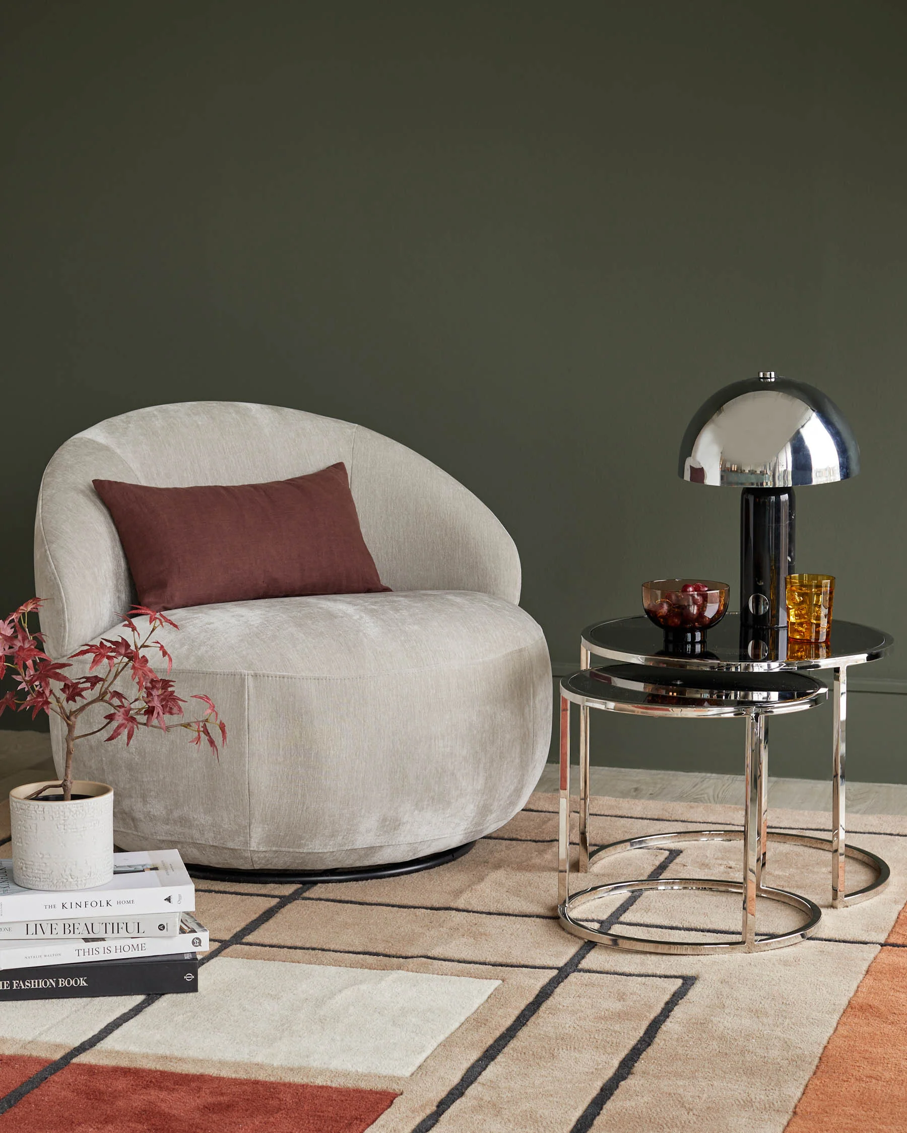 Daphne Light Grey Fabric Swivel Accent Chair - Image 8
