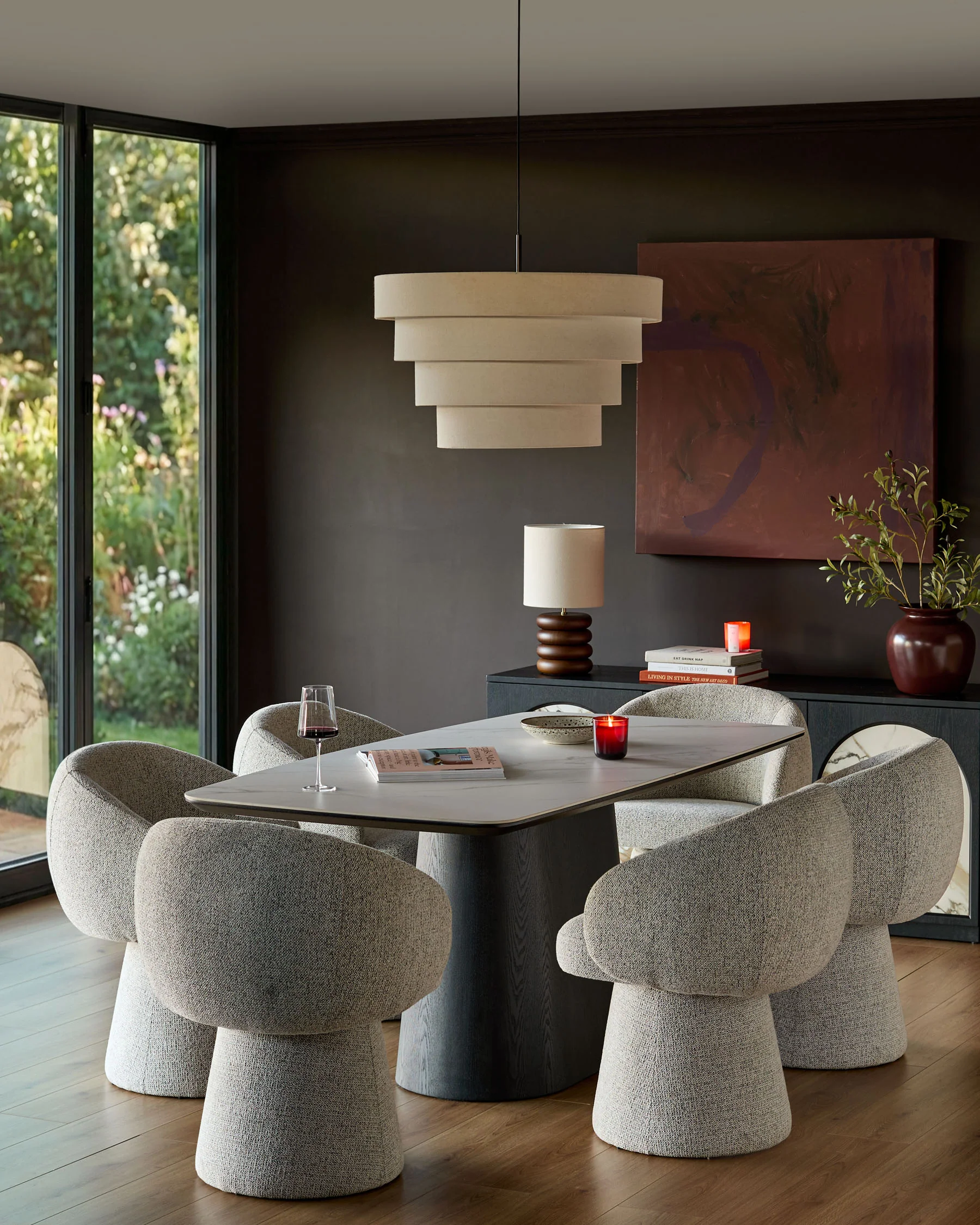 Darcy grey fabric swivel chair - Image 2