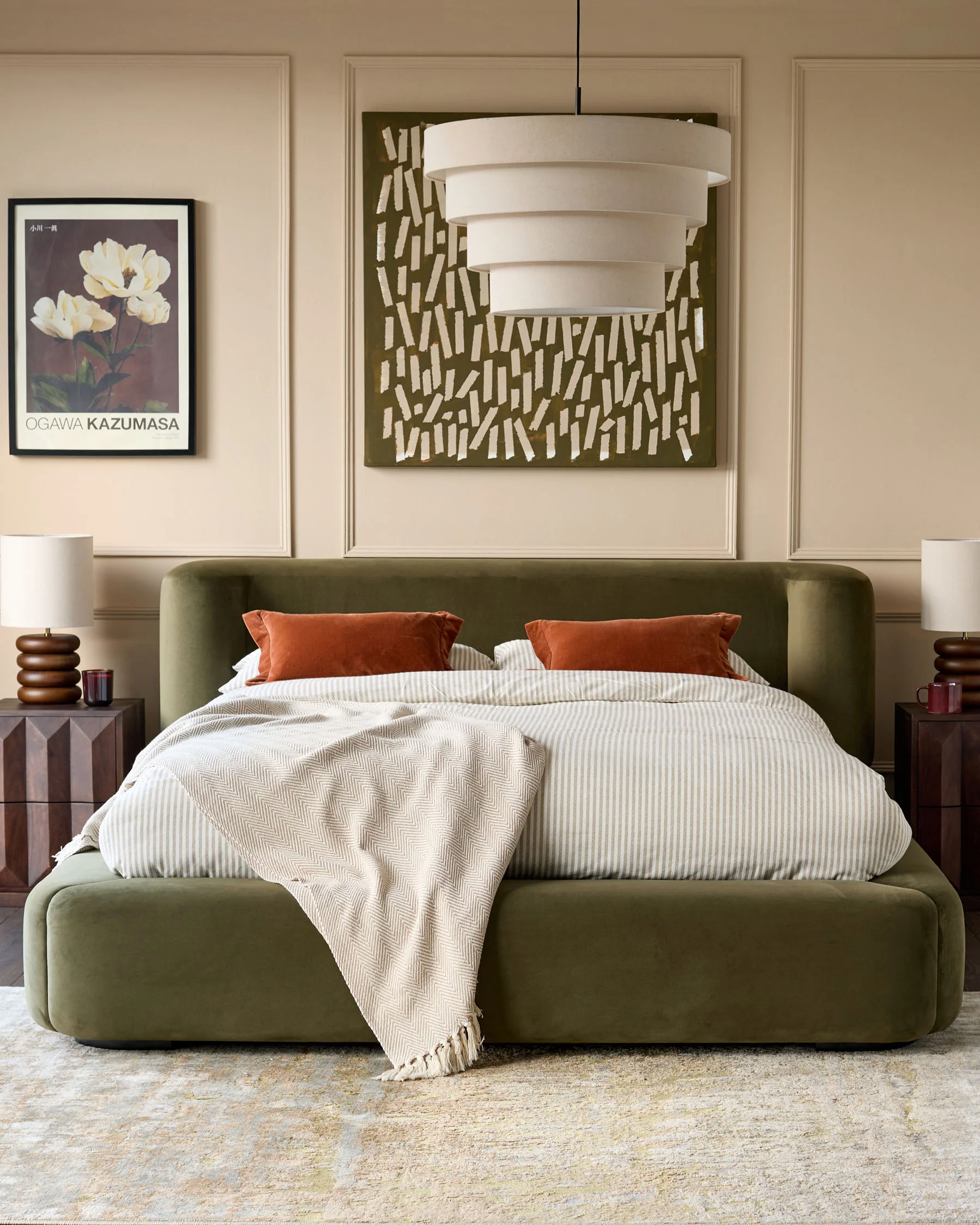 Darla olive green velvet king size ottoman storage bed - Image 2