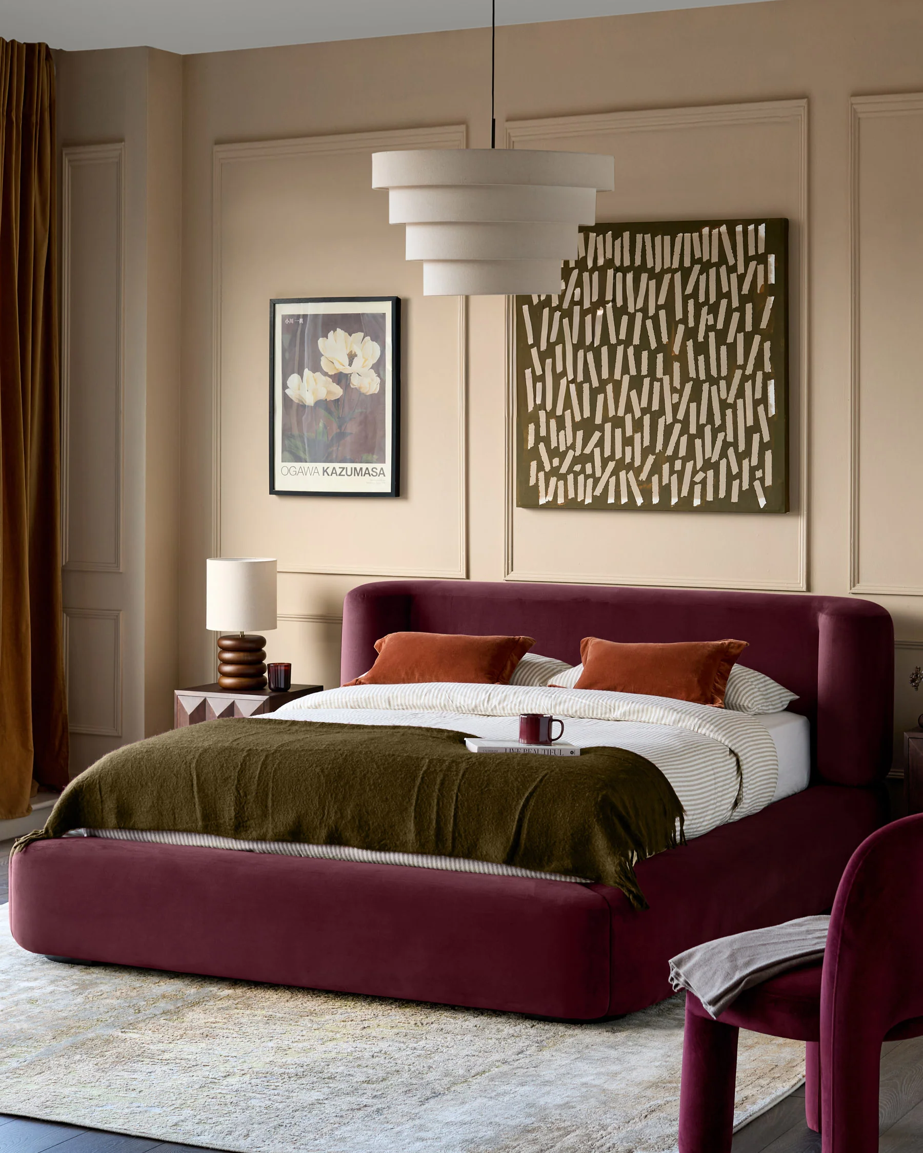Darla plum velvet king ottoman storage bed