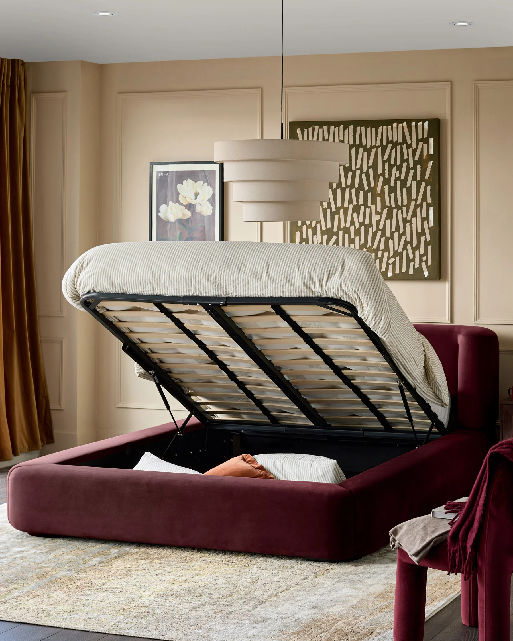Darla plum velvet king ottoman storage bed - Image 3