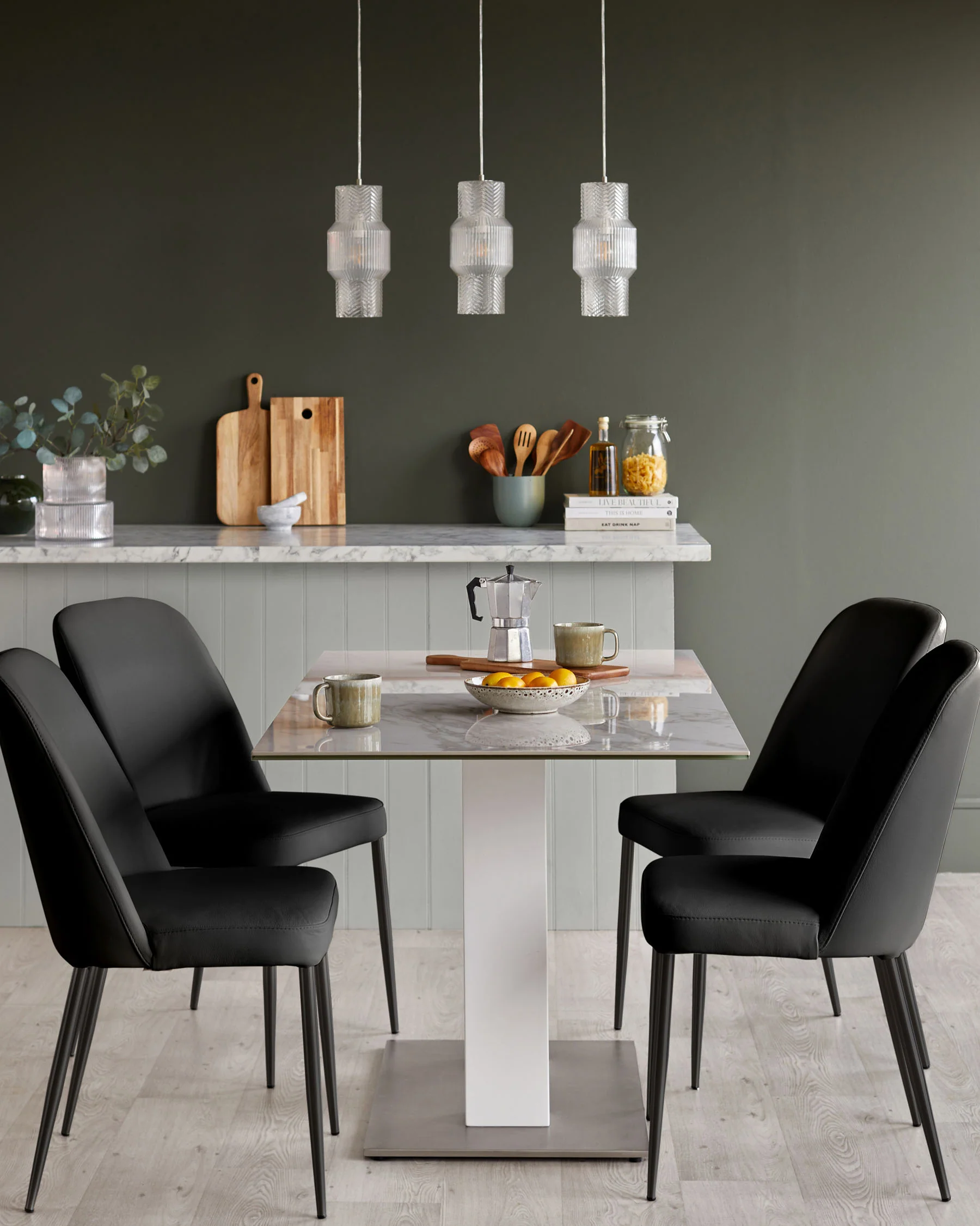 Deco black leather dining chair - Image 4
