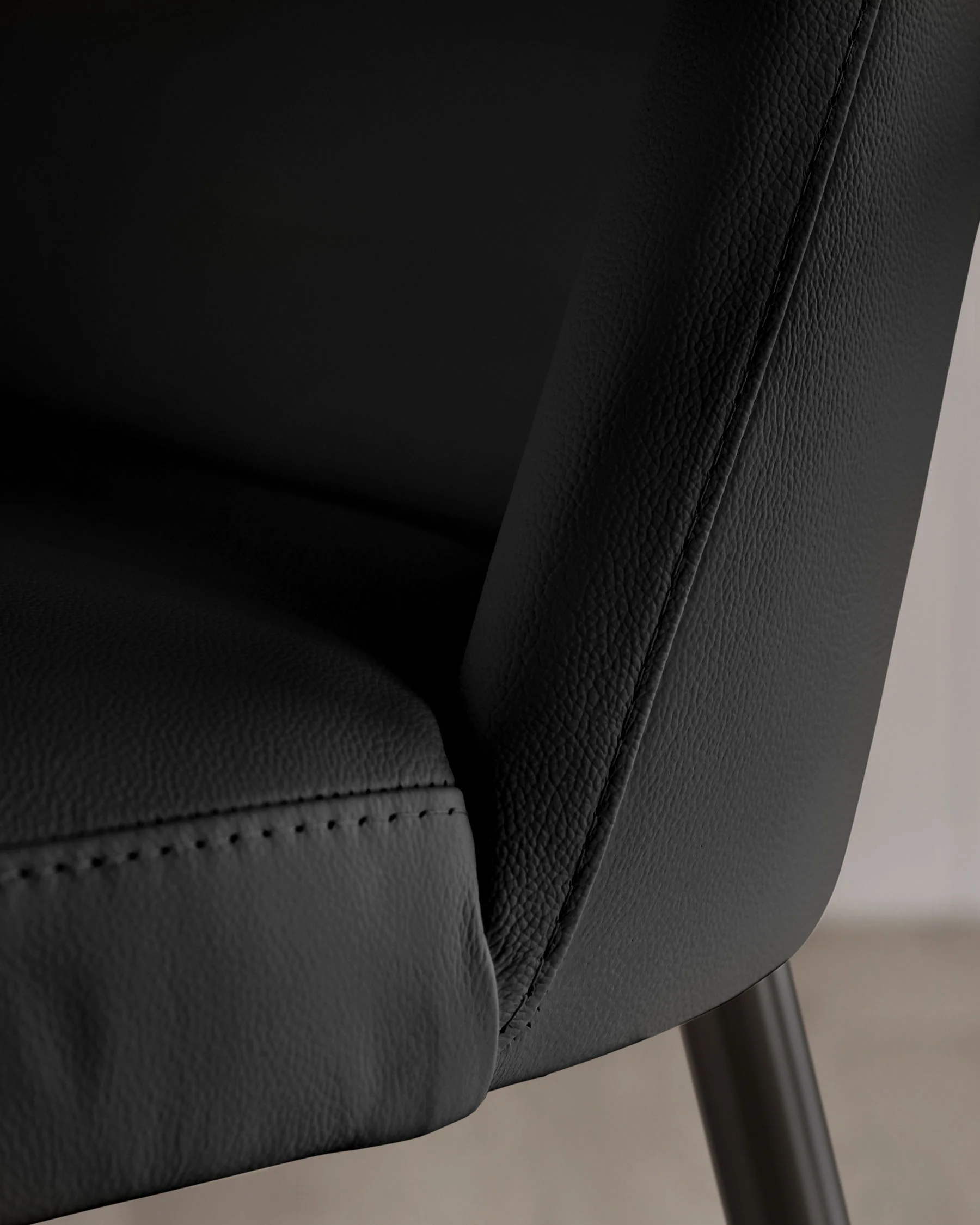 Deco black leather dining chair - Image 5