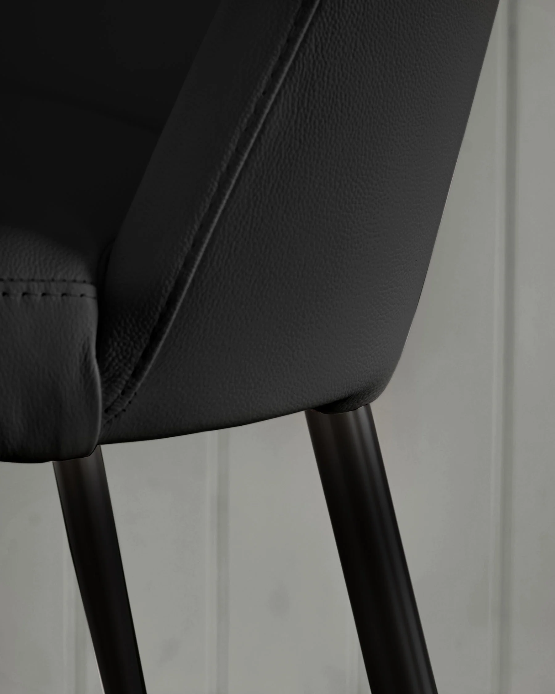 Deco black leather dining chair - Image 7