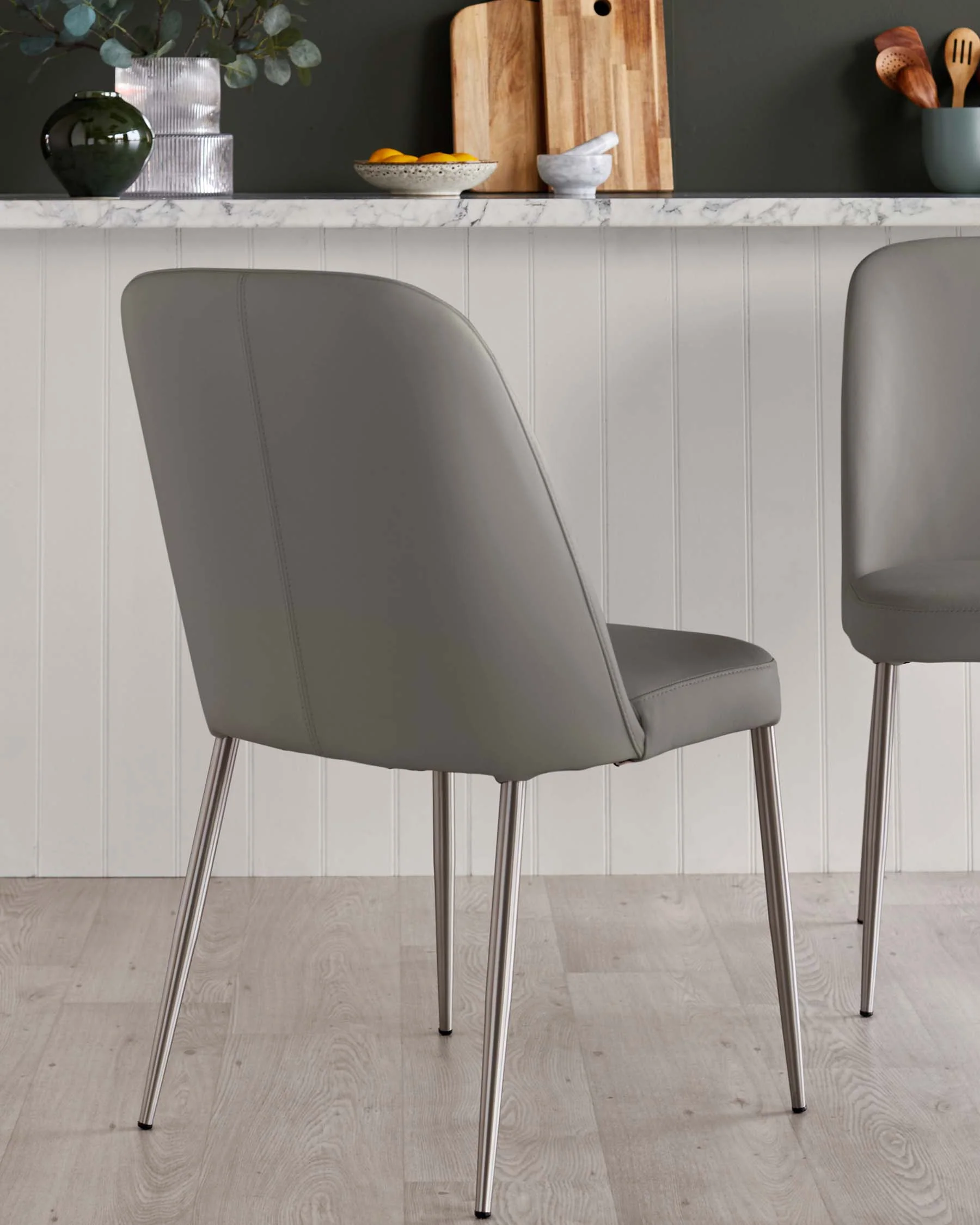 Deco Dark Grey Leather Dining Chair - Image 3