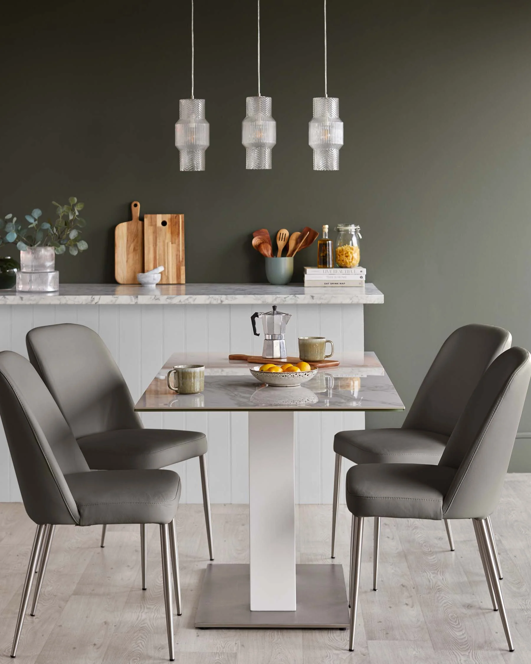 Deco Dark Grey Leather Dining Chair - Image 5