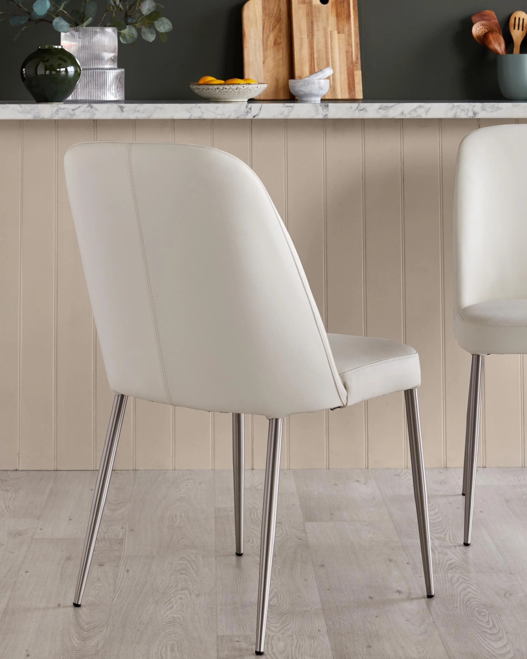 Deco White Leather Dining Chair - Image 3