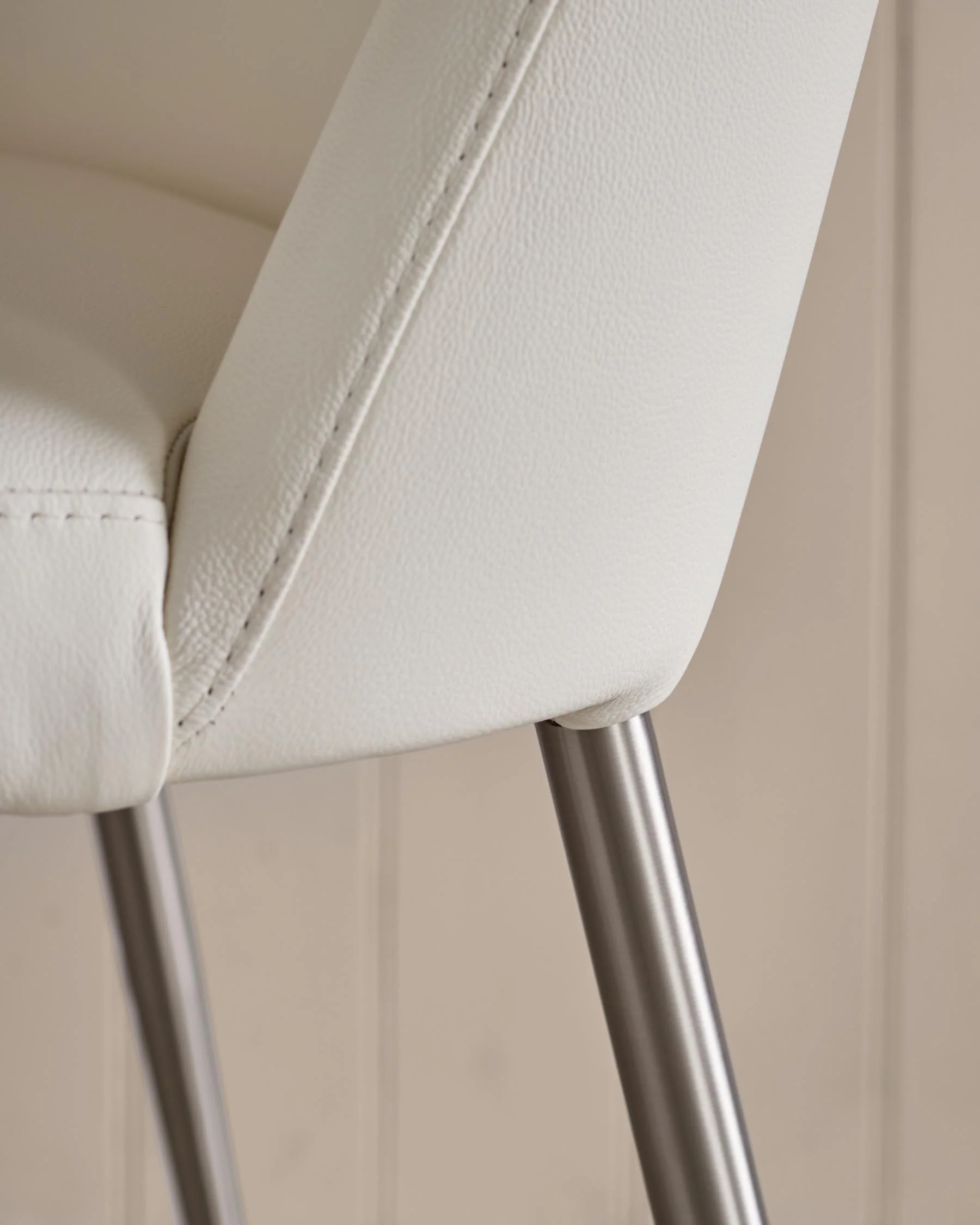 Deco White Leather Dining Chair - Image 4
