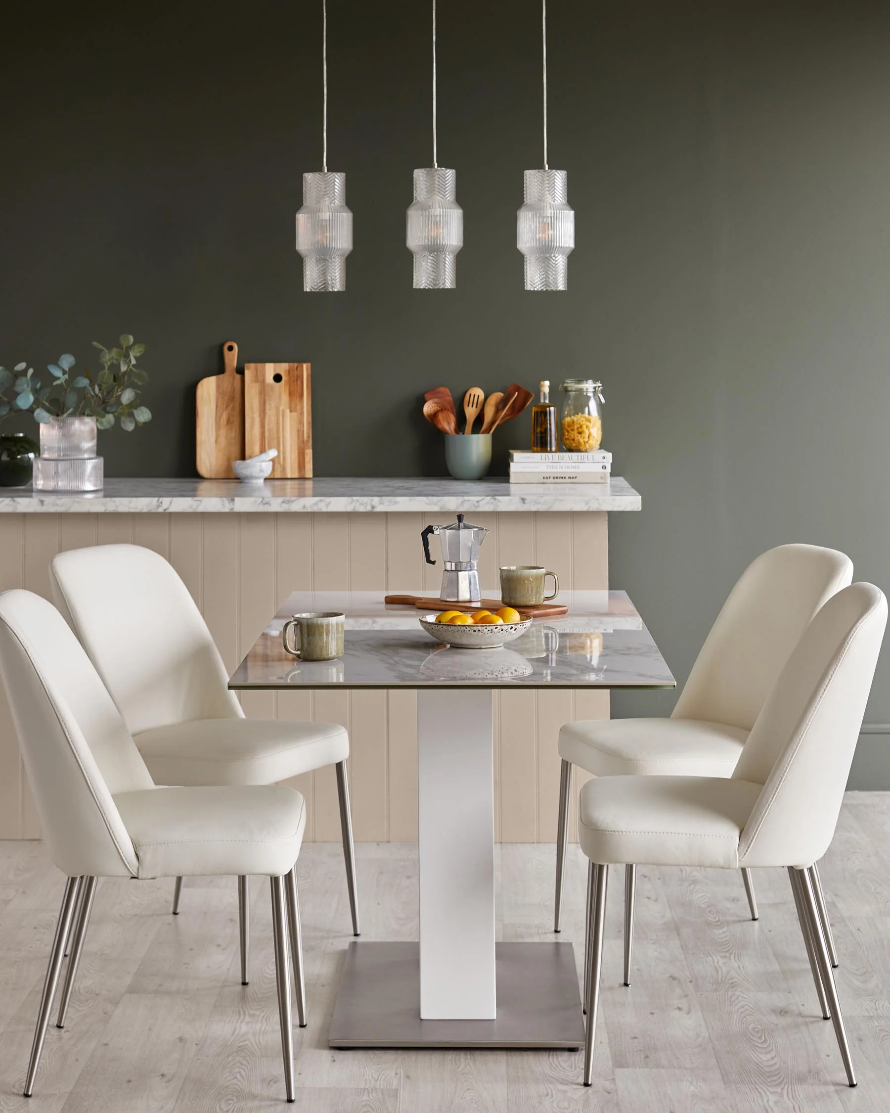 Deco White Leather Dining Chair - Image 5