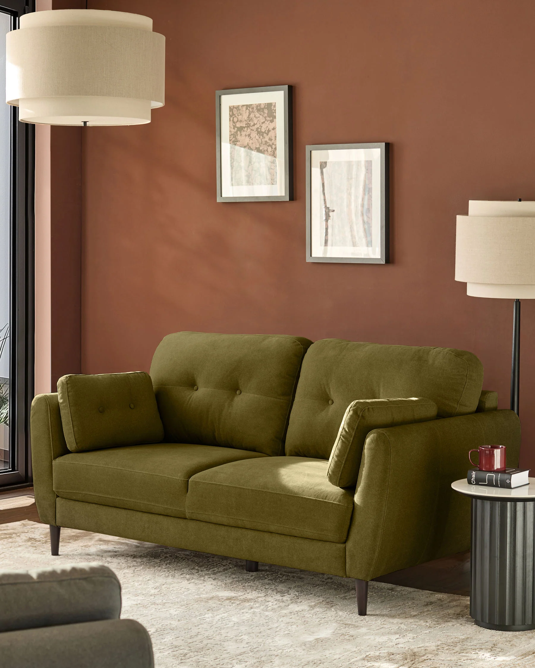 Delilah pistachio green fabric 3 seater sofa