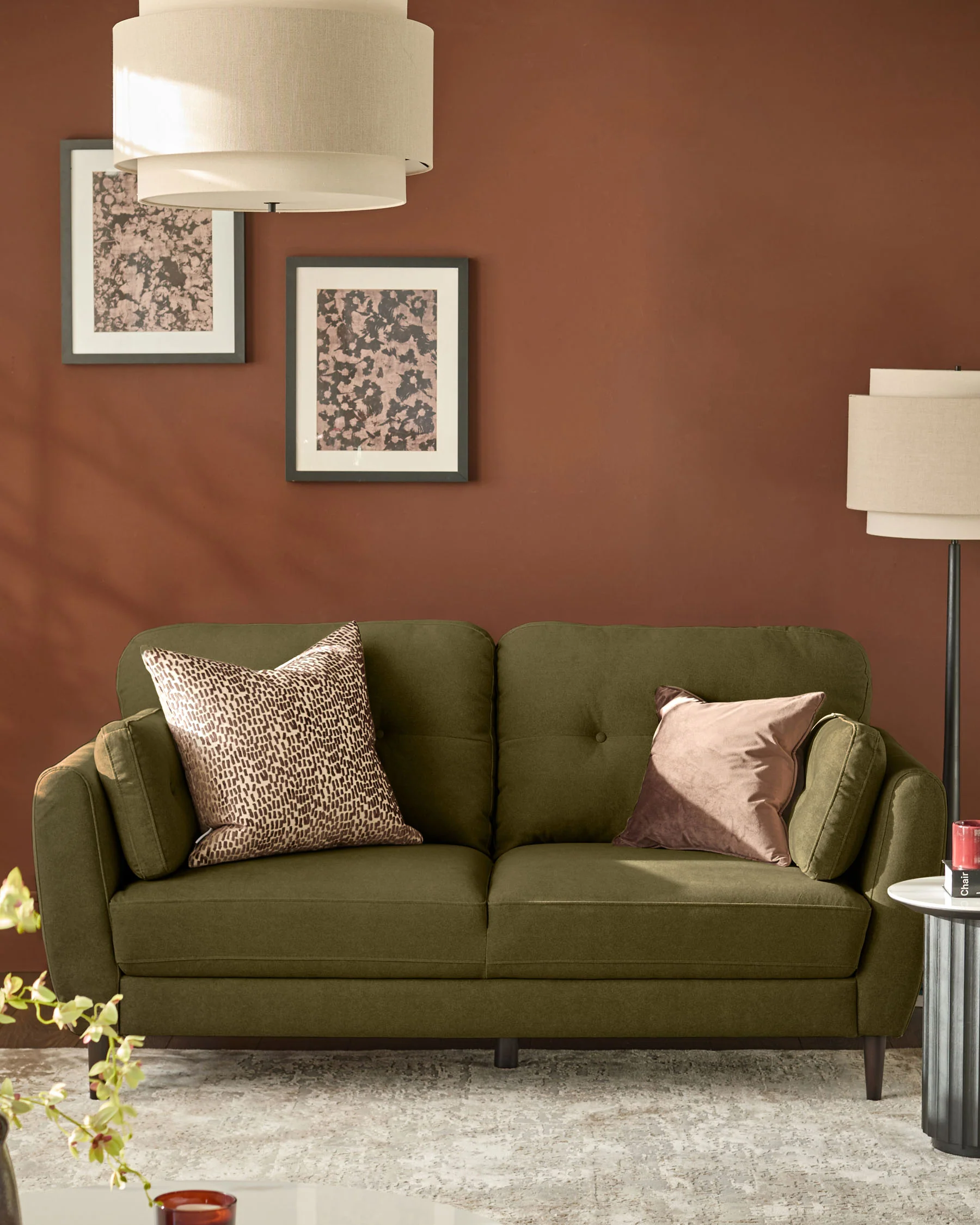 Delilah pistachio green fabric 3 seater sofa - Image 2