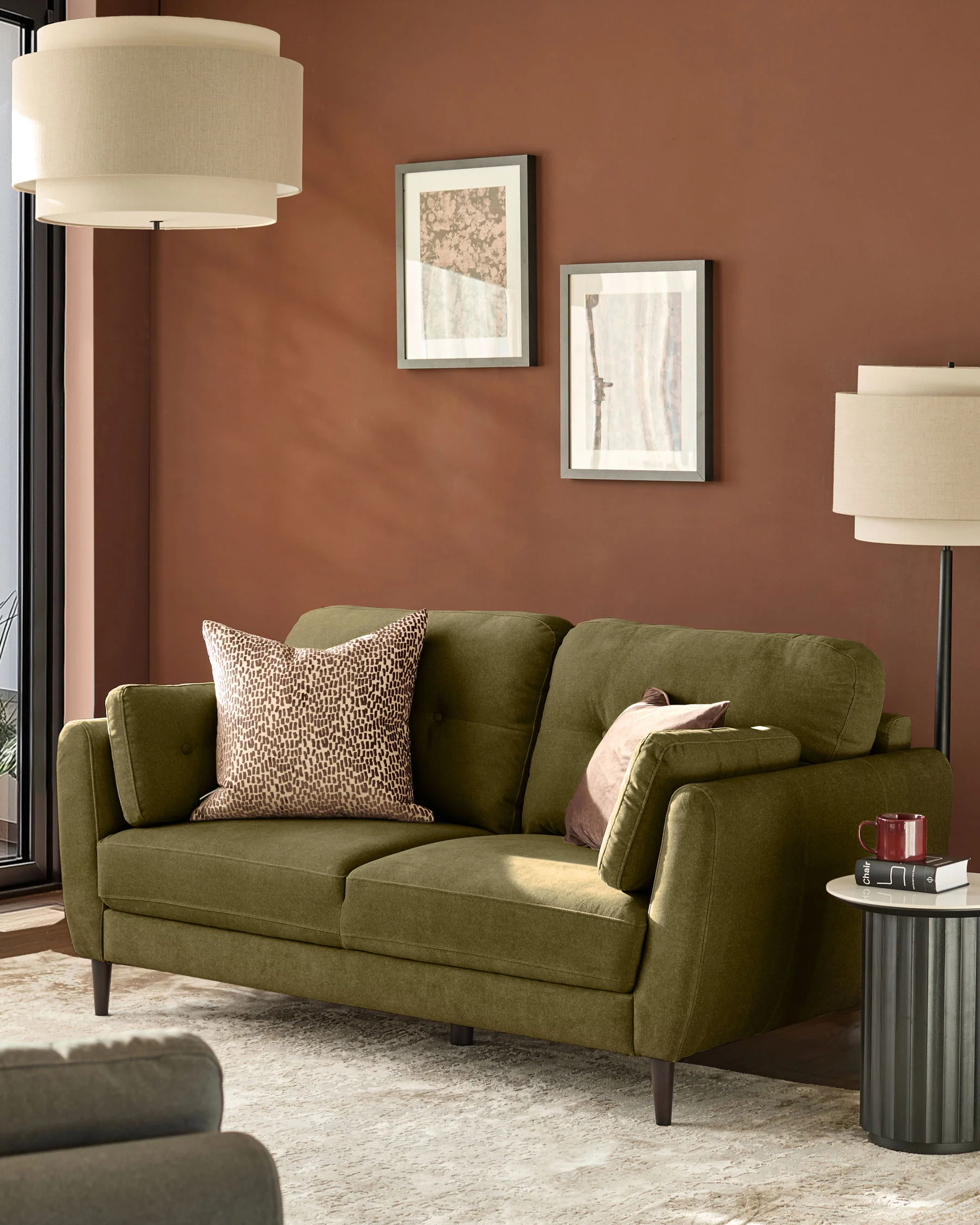 Delilah pistachio green fabric 3 seater sofa - Image 3