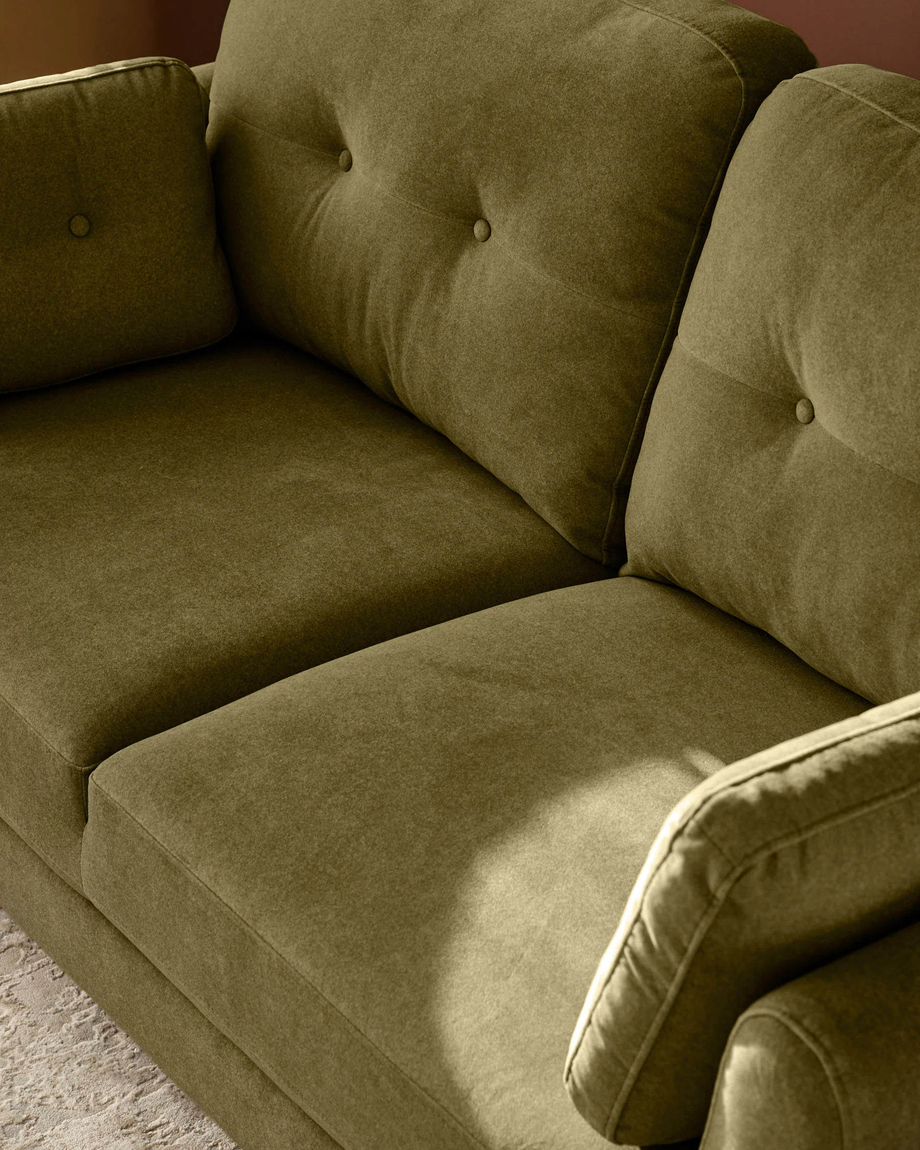 Delilah pistachio green fabric 3 seater sofa - Image 6