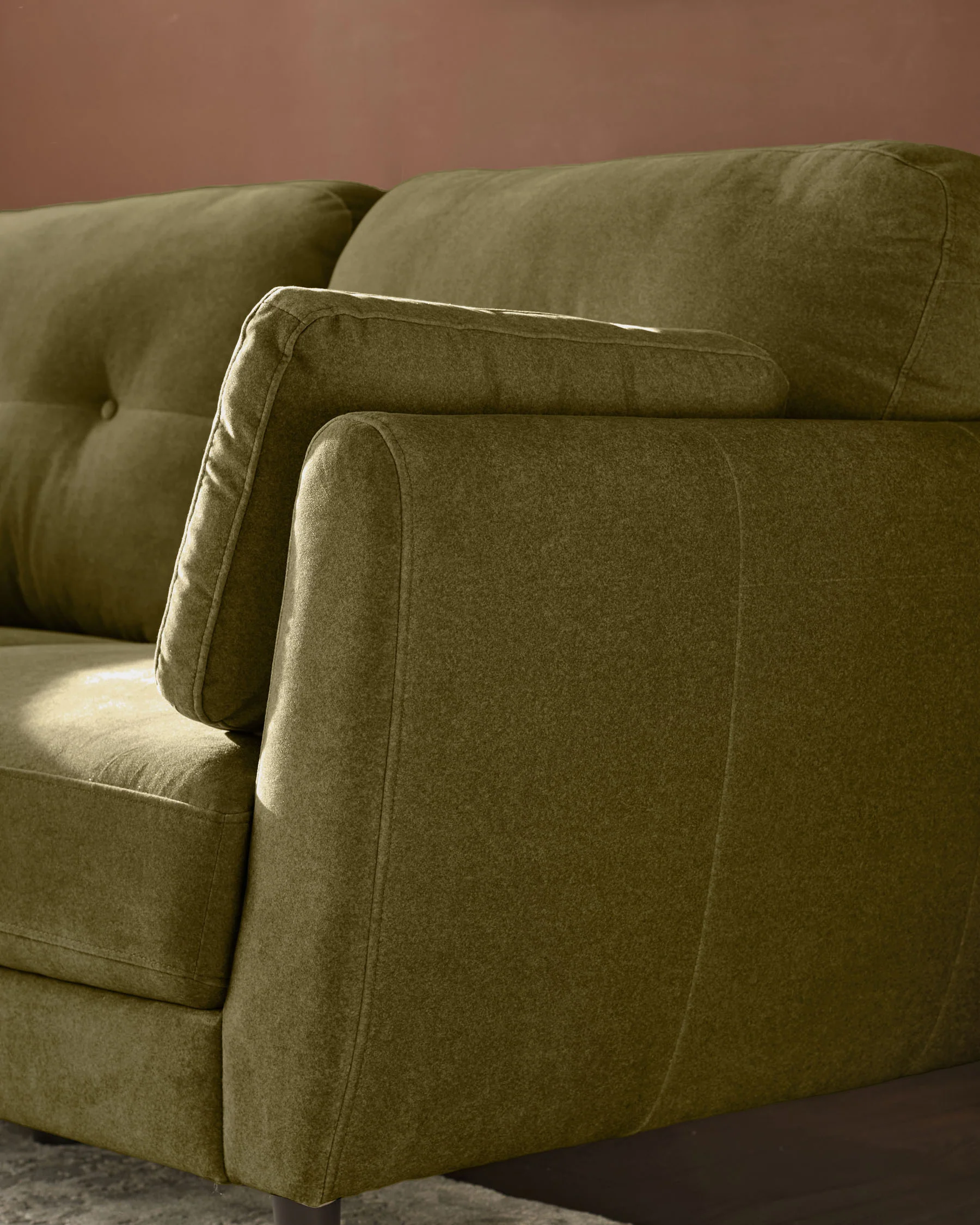 Delilah pistachio green fabric 3 seater sofa - Image 7