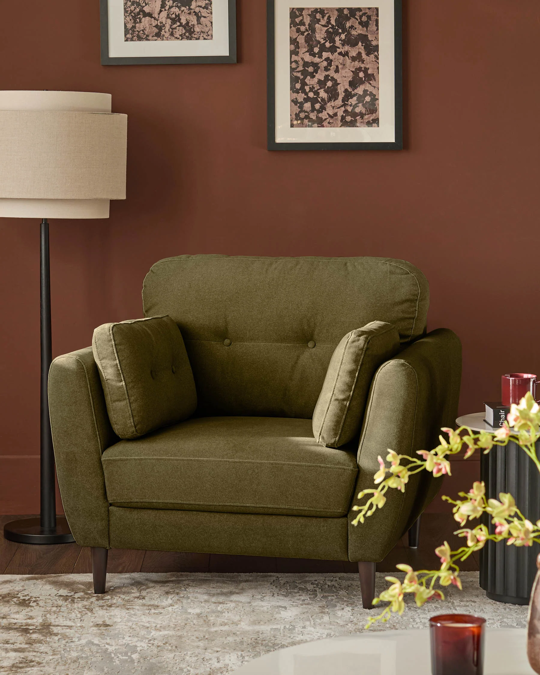 Delilah pistachio green fabric armchair