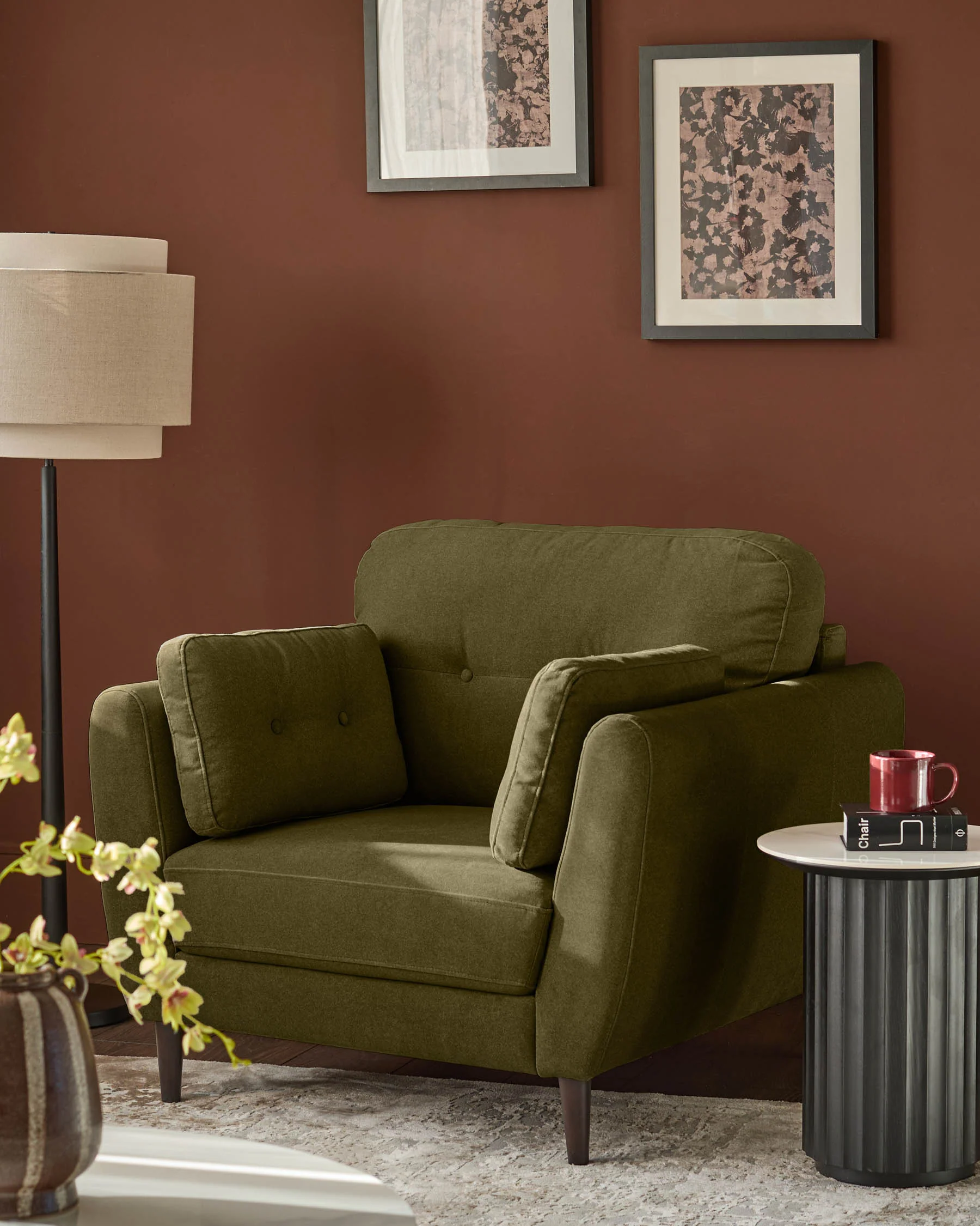 Delilah pistachio green fabric armchair - Image 2