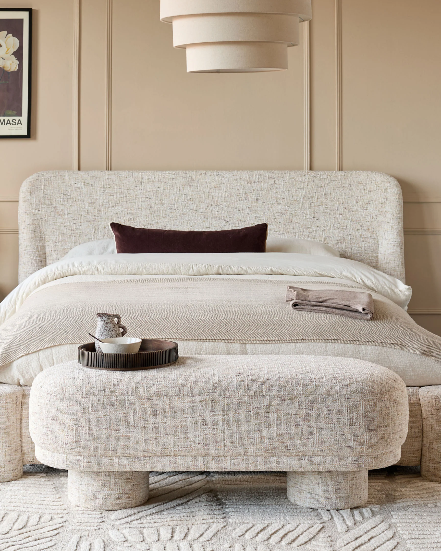 Deven natural fabric bench - Image 3